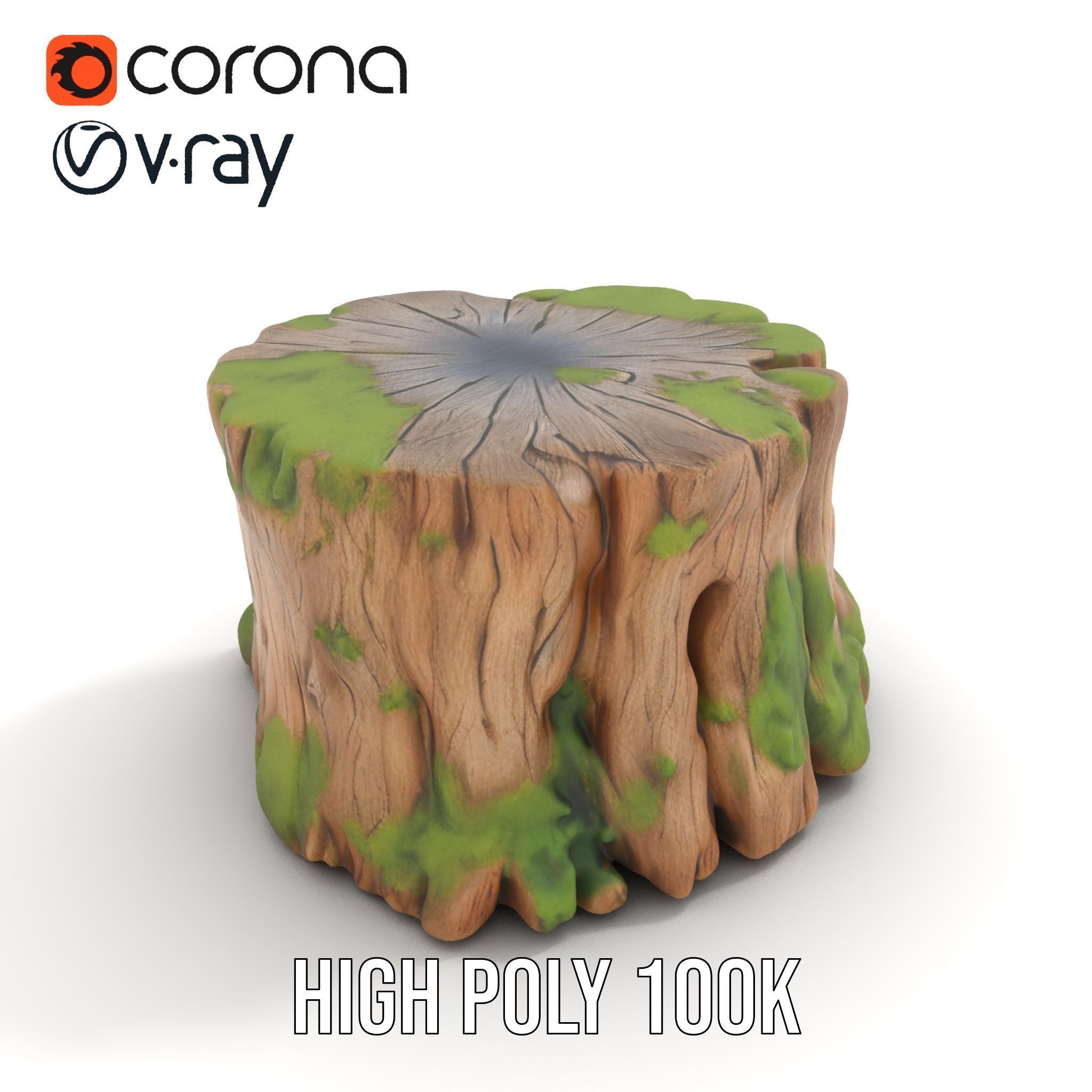 Tree Stump with Moss Model Pack Low-poly 3D model_21