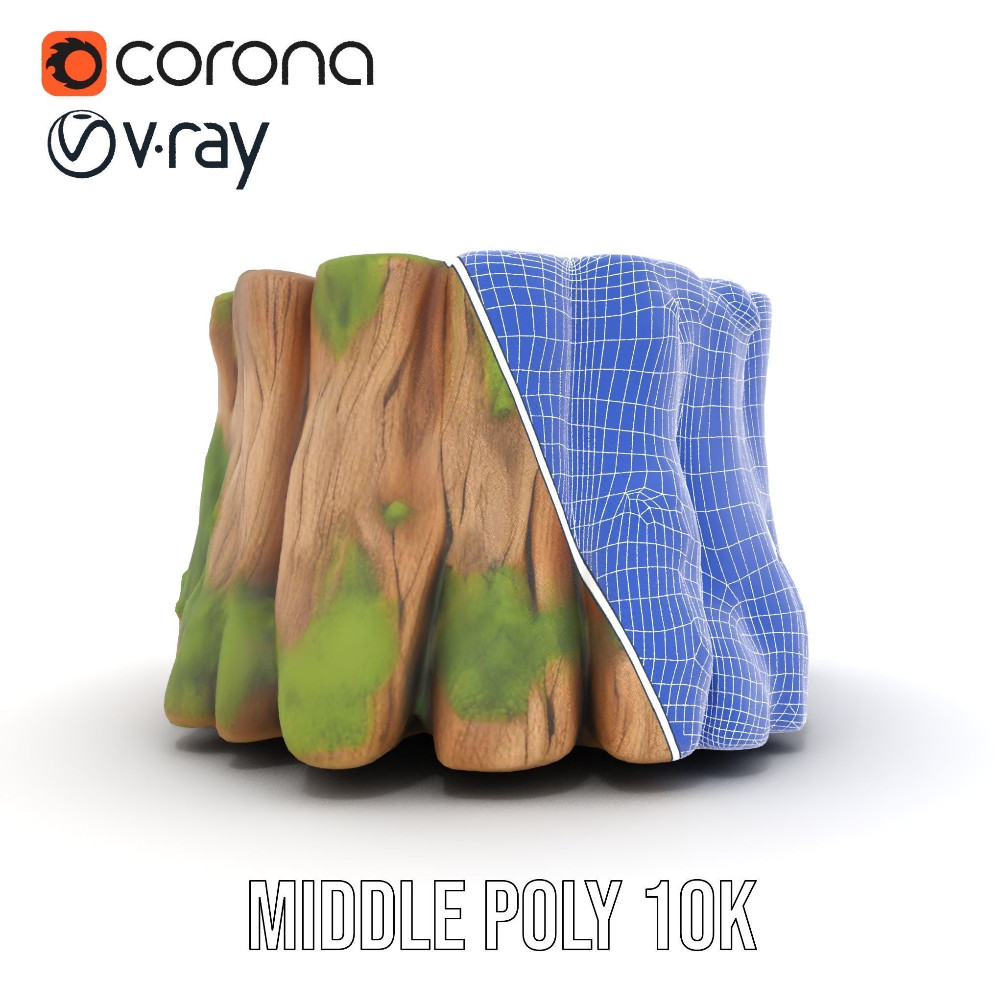 Tree Stump with Moss Model Pack Low-poly 3D model_25