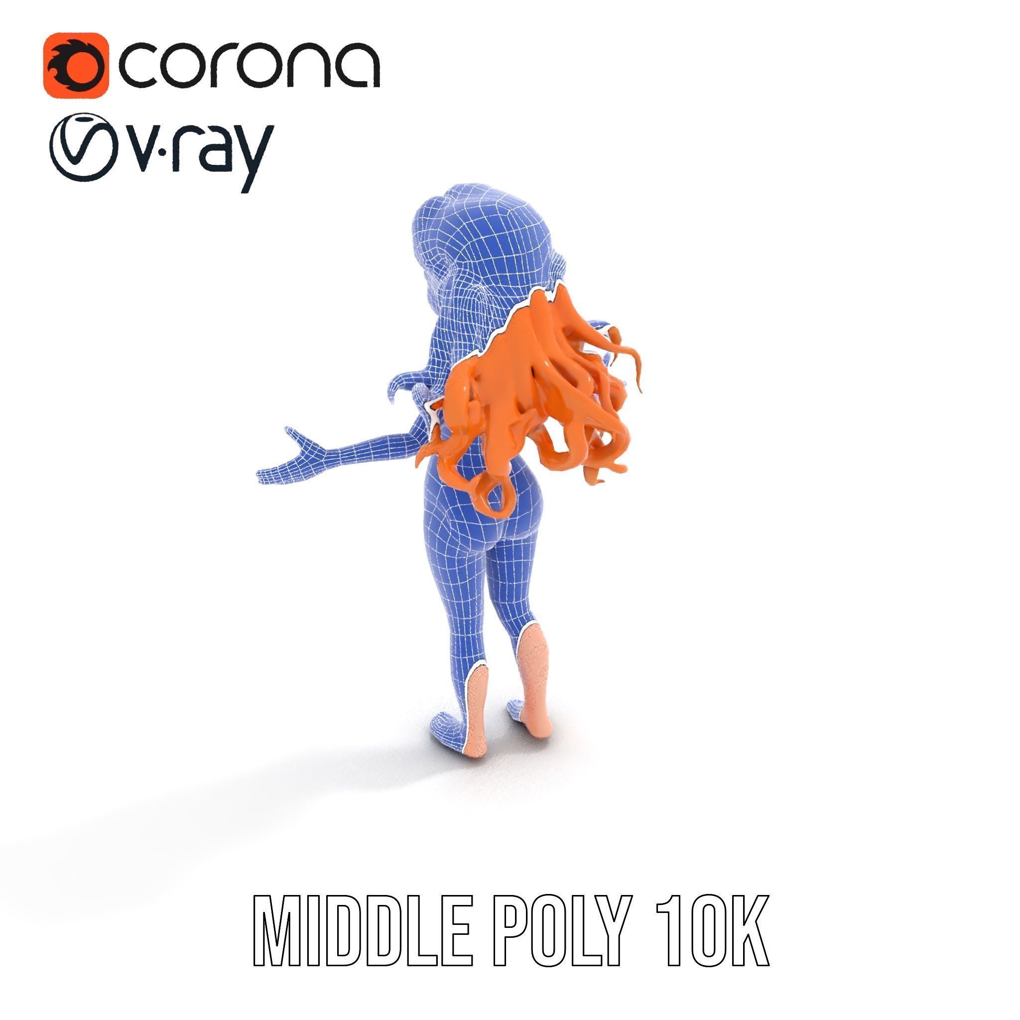 Animated Redhead Swimsuit Girl Rigged and Animated D Model Low-poly 3D model_24