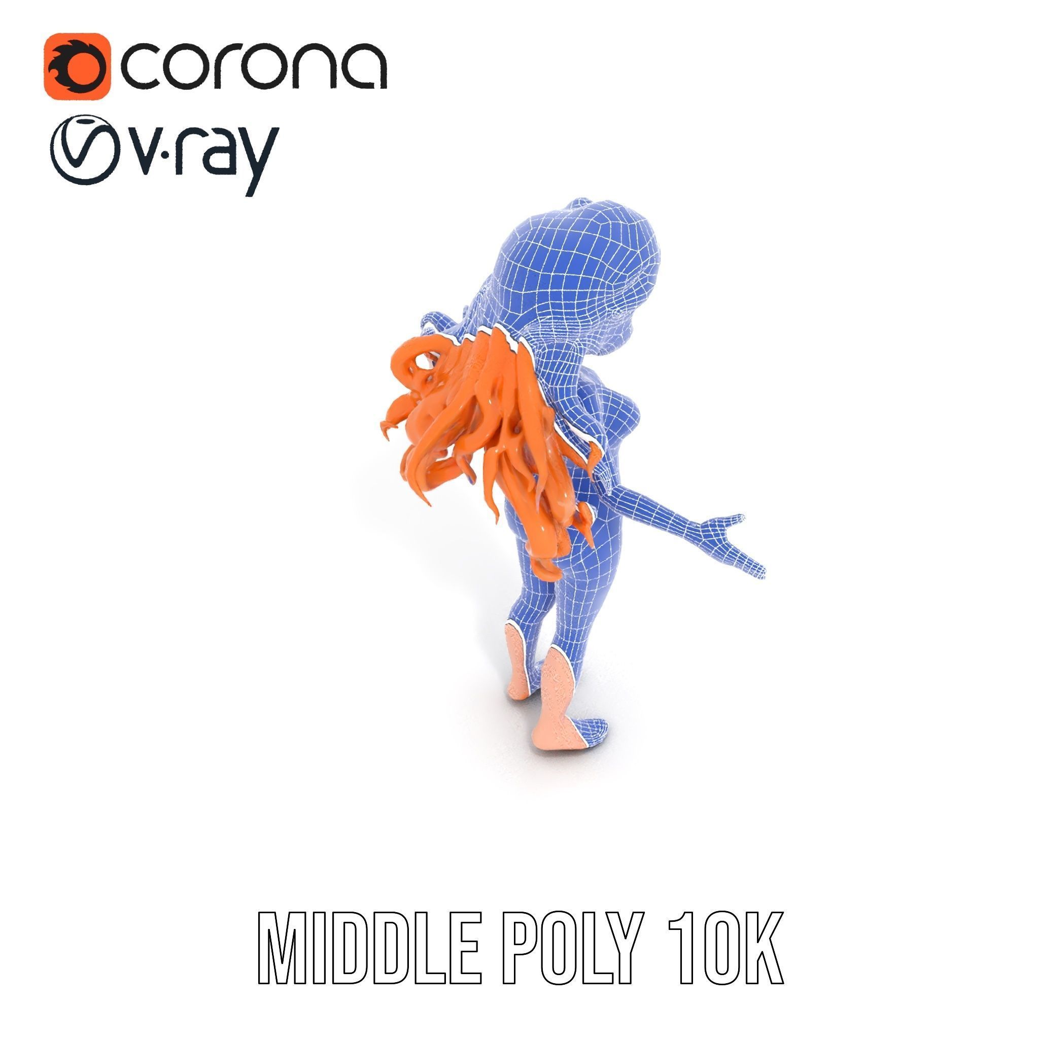 Animated Redhead Swimsuit Girl Rigged and Animated D Model Low-poly 3D model_16