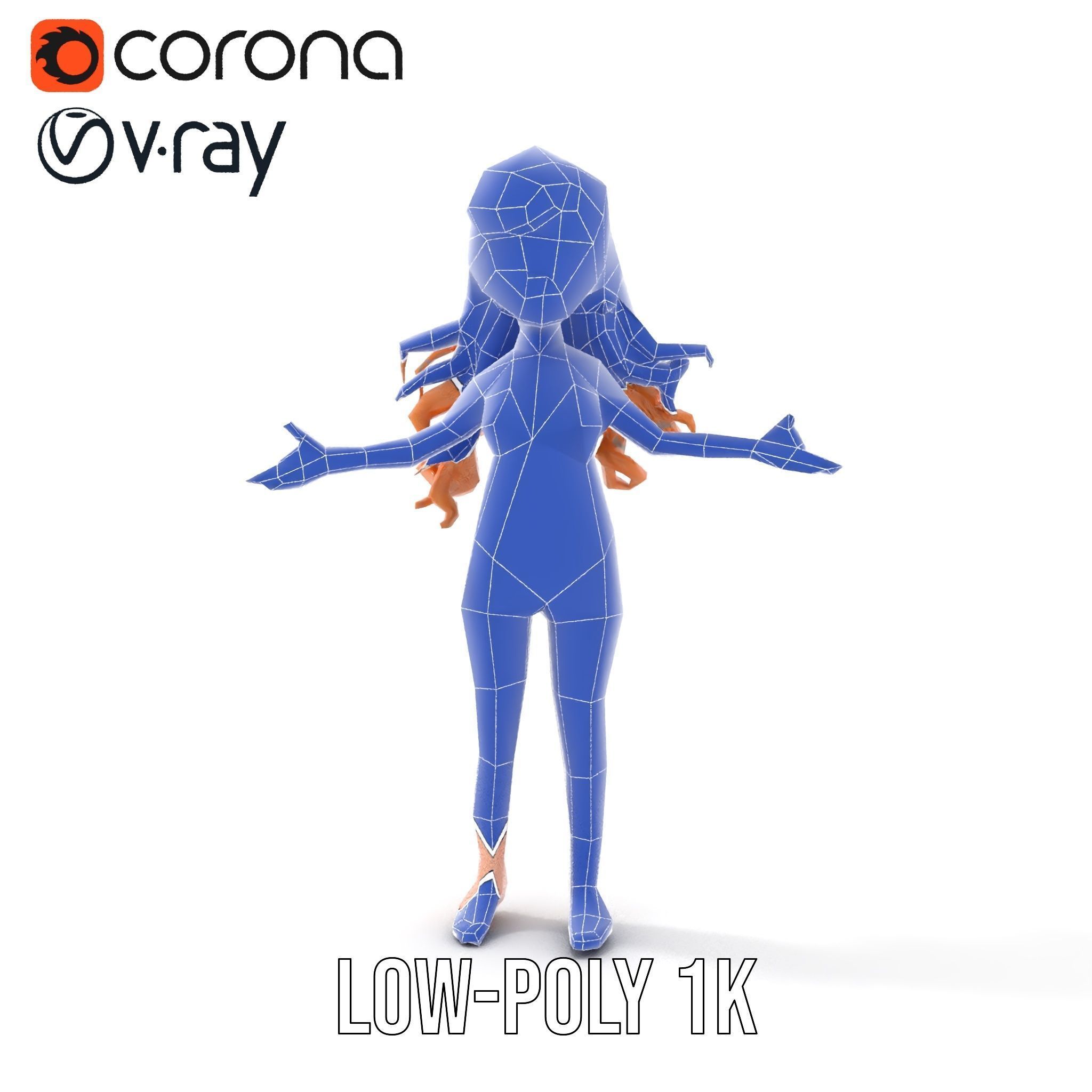 Animated Redhead Swimsuit Girl Rigged and Animated D Model Low-poly 3D model_17