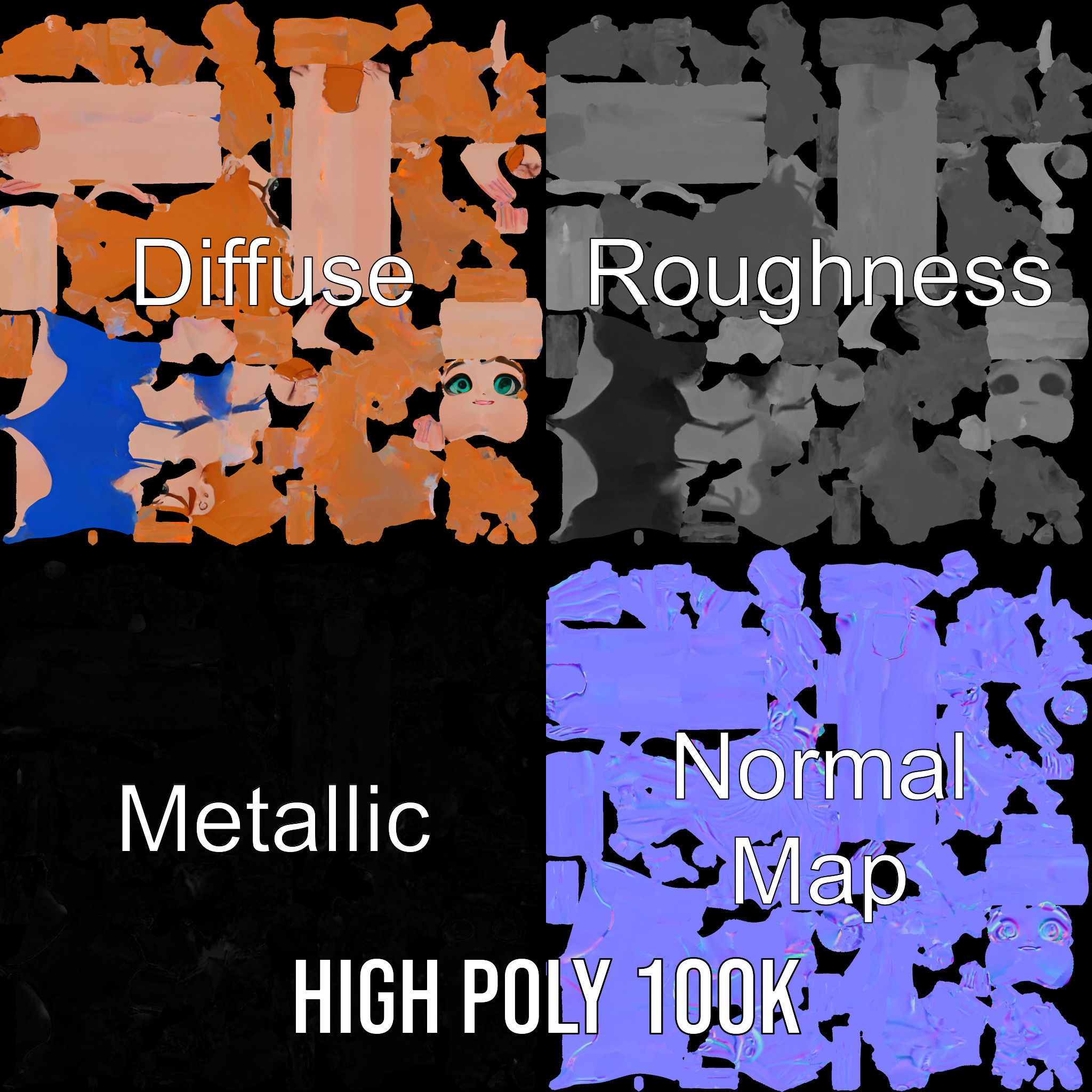 Animated Redhead Swimsuit Girl Rigged and Animated D Model Low-poly 3D model_3