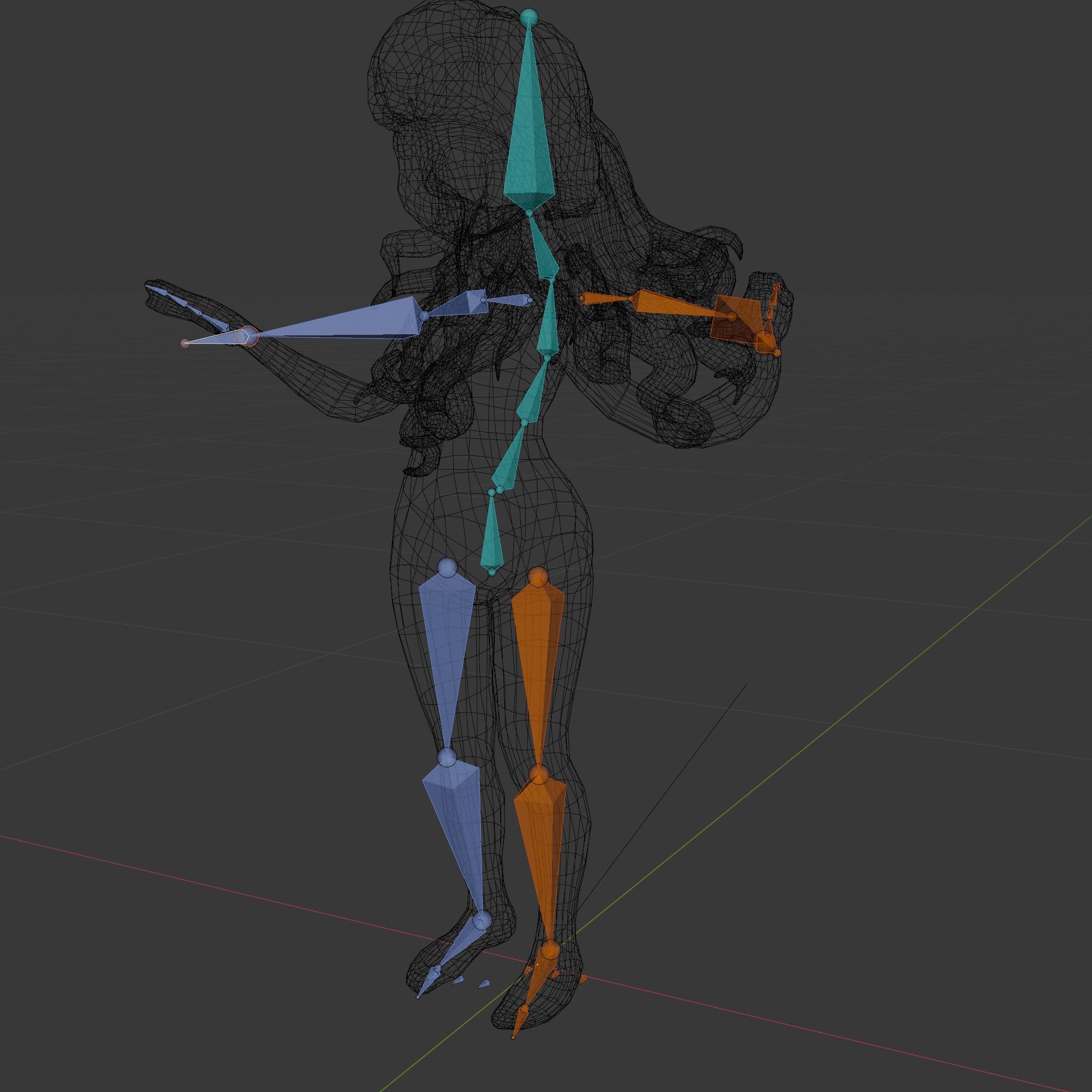 Animated Redhead Swimsuit Girl Rigged and Animated D Model Low-poly 3D model_5