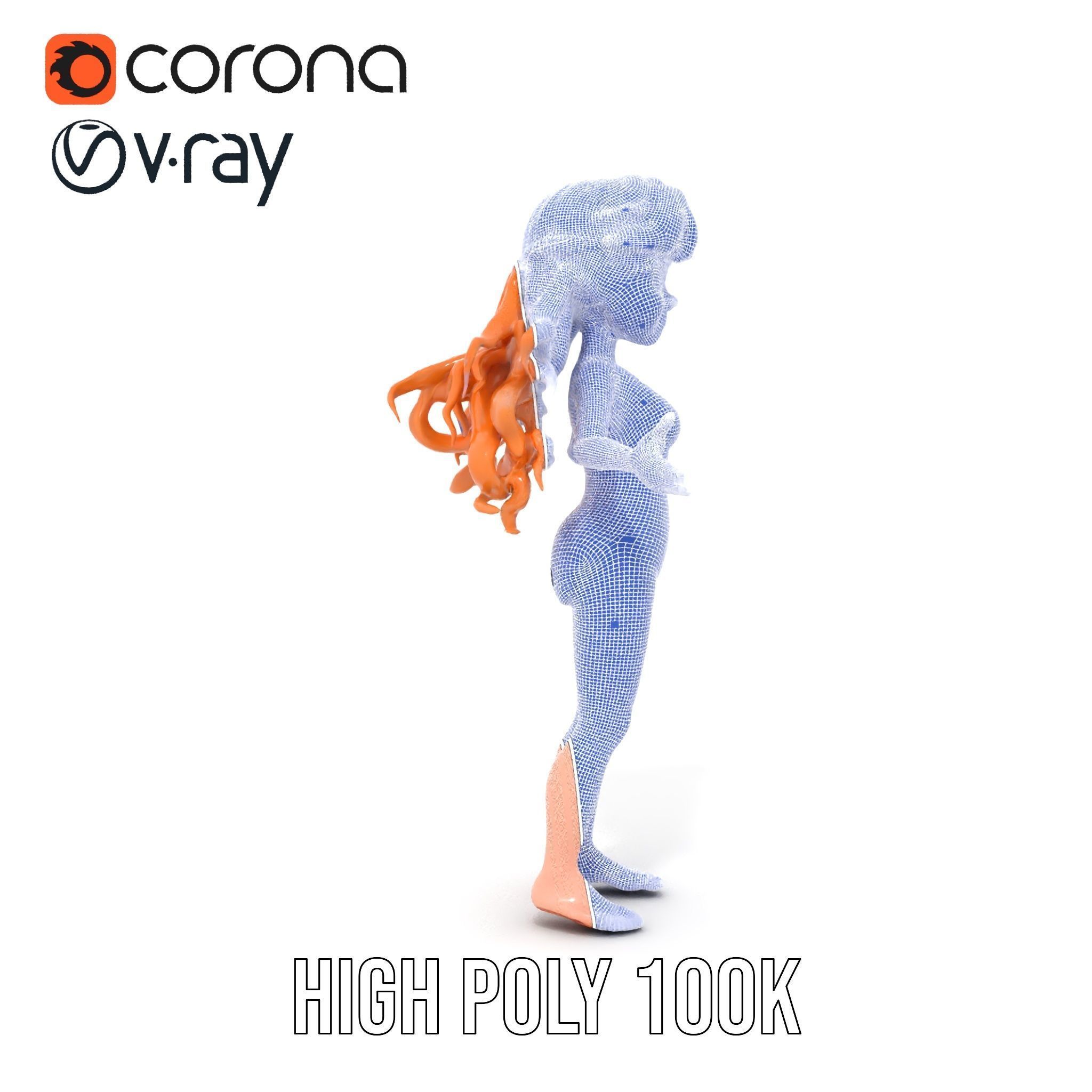 Animated Redhead Swimsuit Girl Rigged and Animated D Model Low-poly 3D model_26