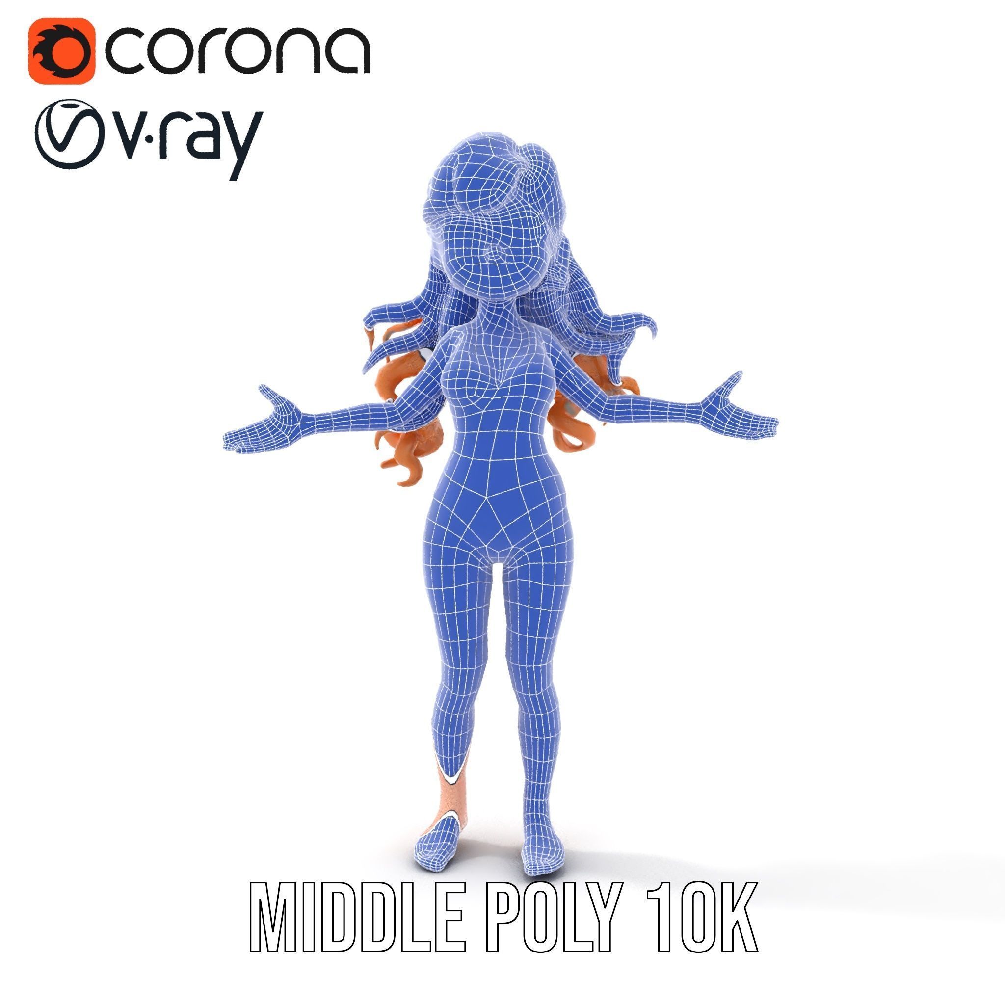 Animated Redhead Swimsuit Girl Rigged and Animated D Model Low-poly 3D model_34