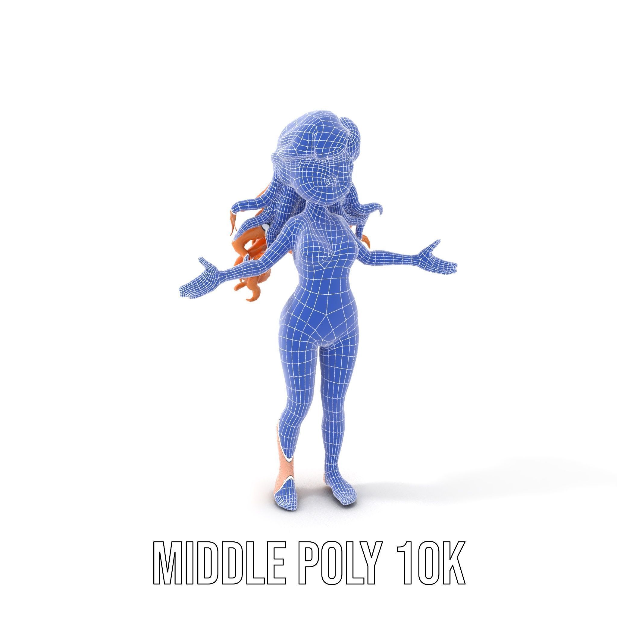 Animated Redhead Swimsuit Girl Rigged and Animated D Model Low-poly 3D model_30