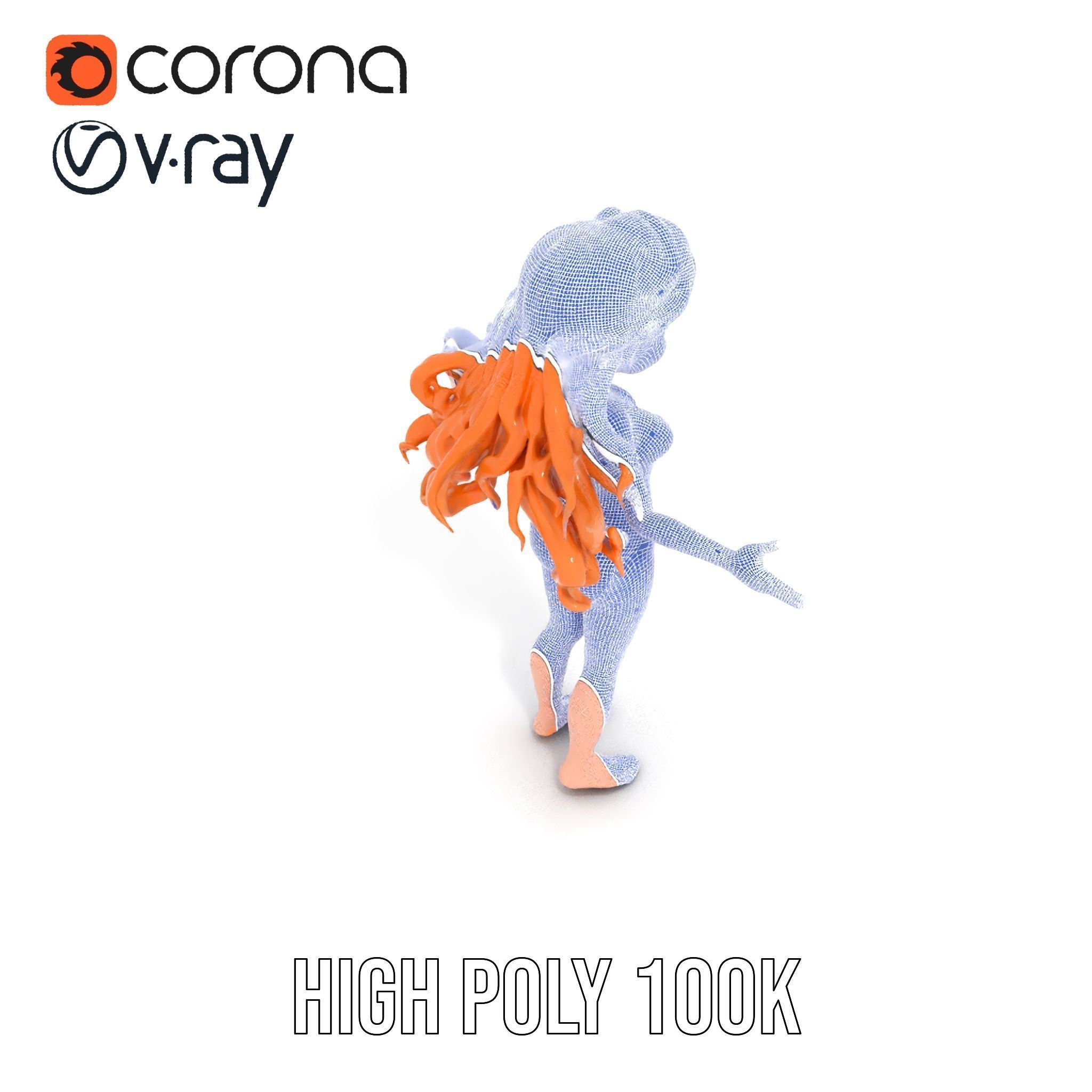 Animated Redhead Swimsuit Girl Rigged and Animated D Model Low-poly 3D model_33