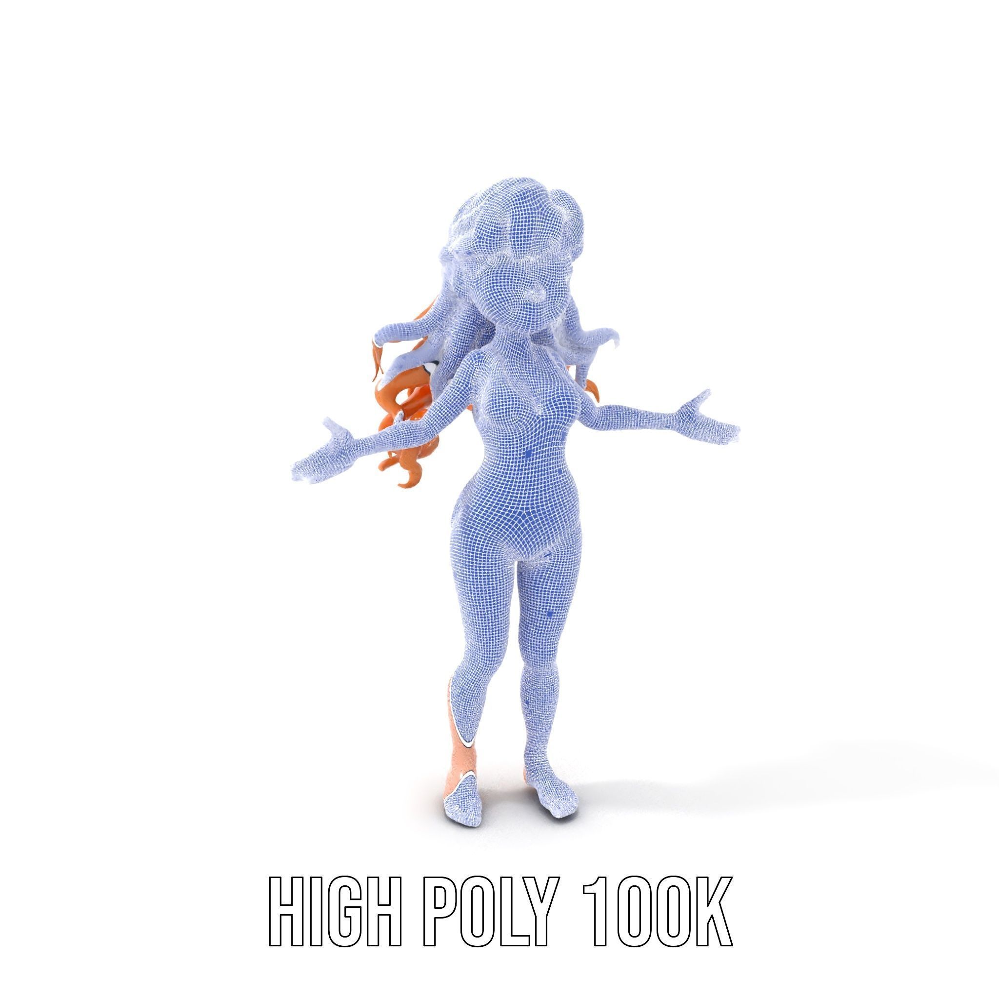 Animated Redhead Swimsuit Girl Rigged and Animated D Model Low-poly 3D model_4