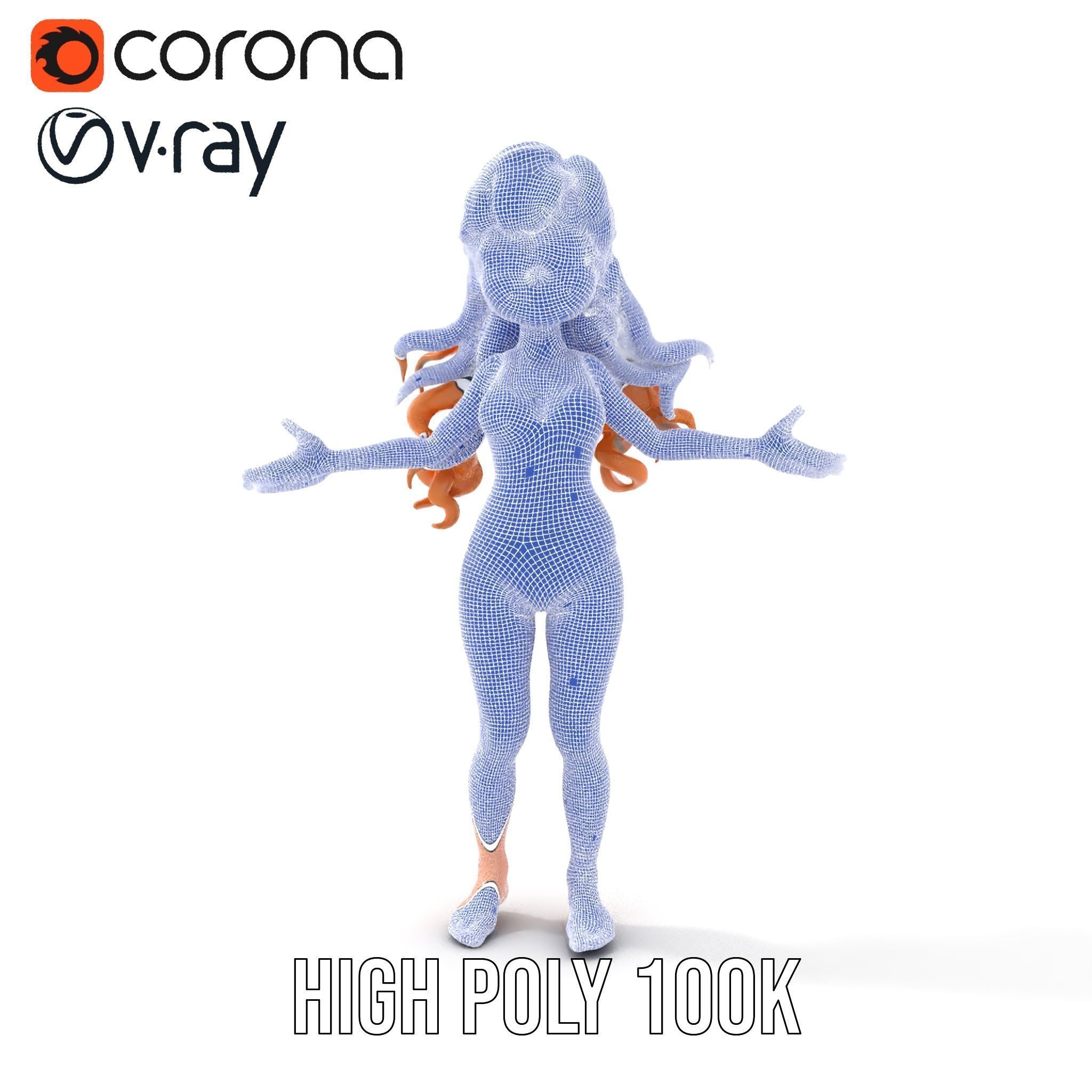 Animated Redhead Swimsuit Girl Rigged and Animated D Model Low-poly 3D model_23