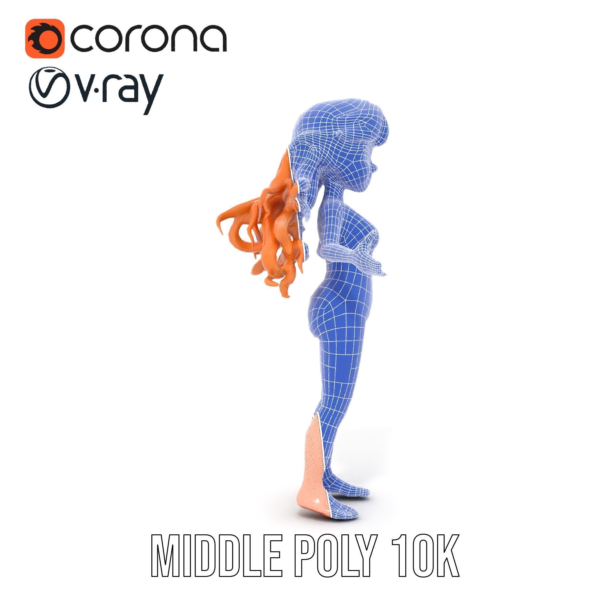 Animated Redhead Swimsuit Girl Rigged and Animated D Model Low-poly 3D model_32