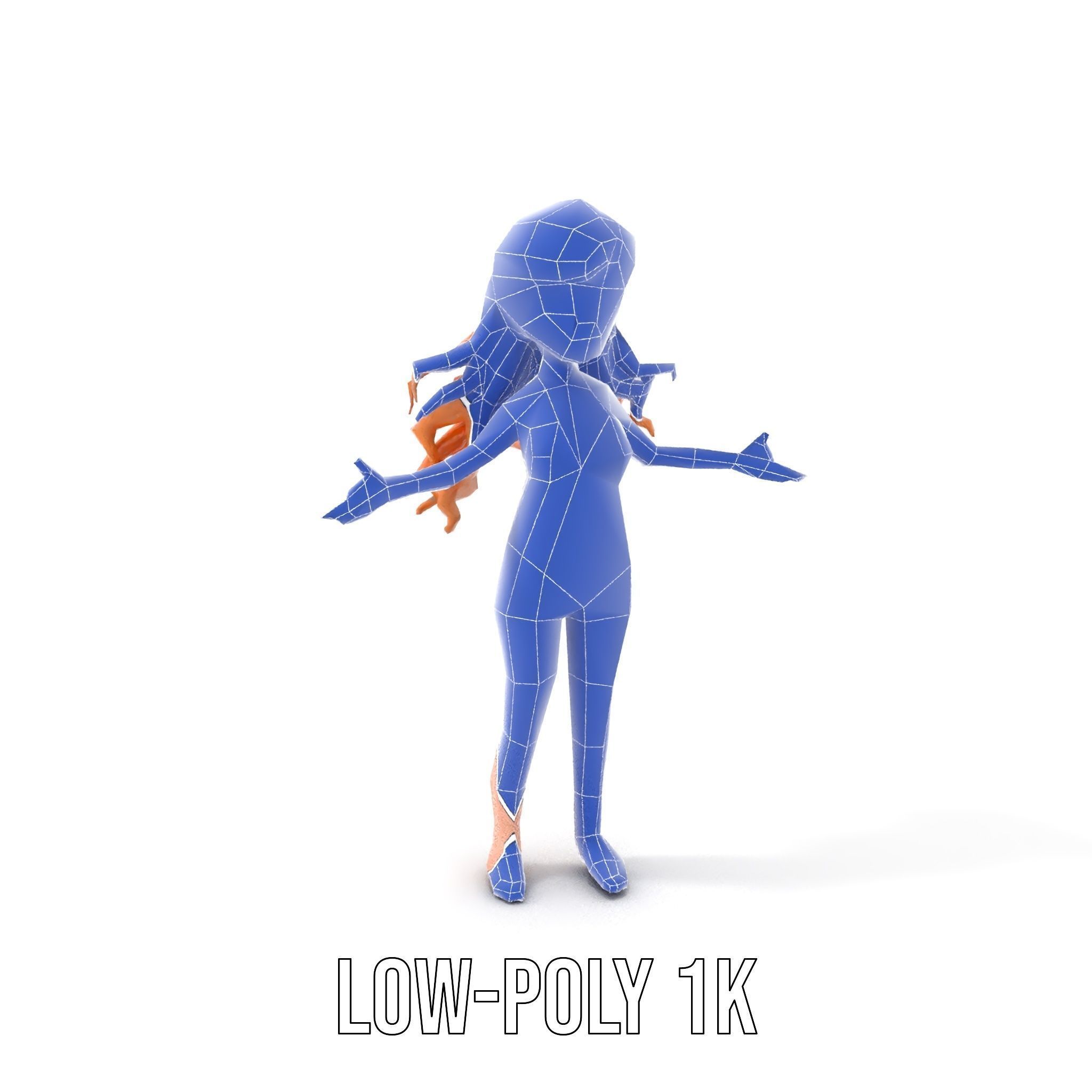 Animated Redhead Swimsuit Girl Rigged and Animated D Model Low-poly 3D model_22