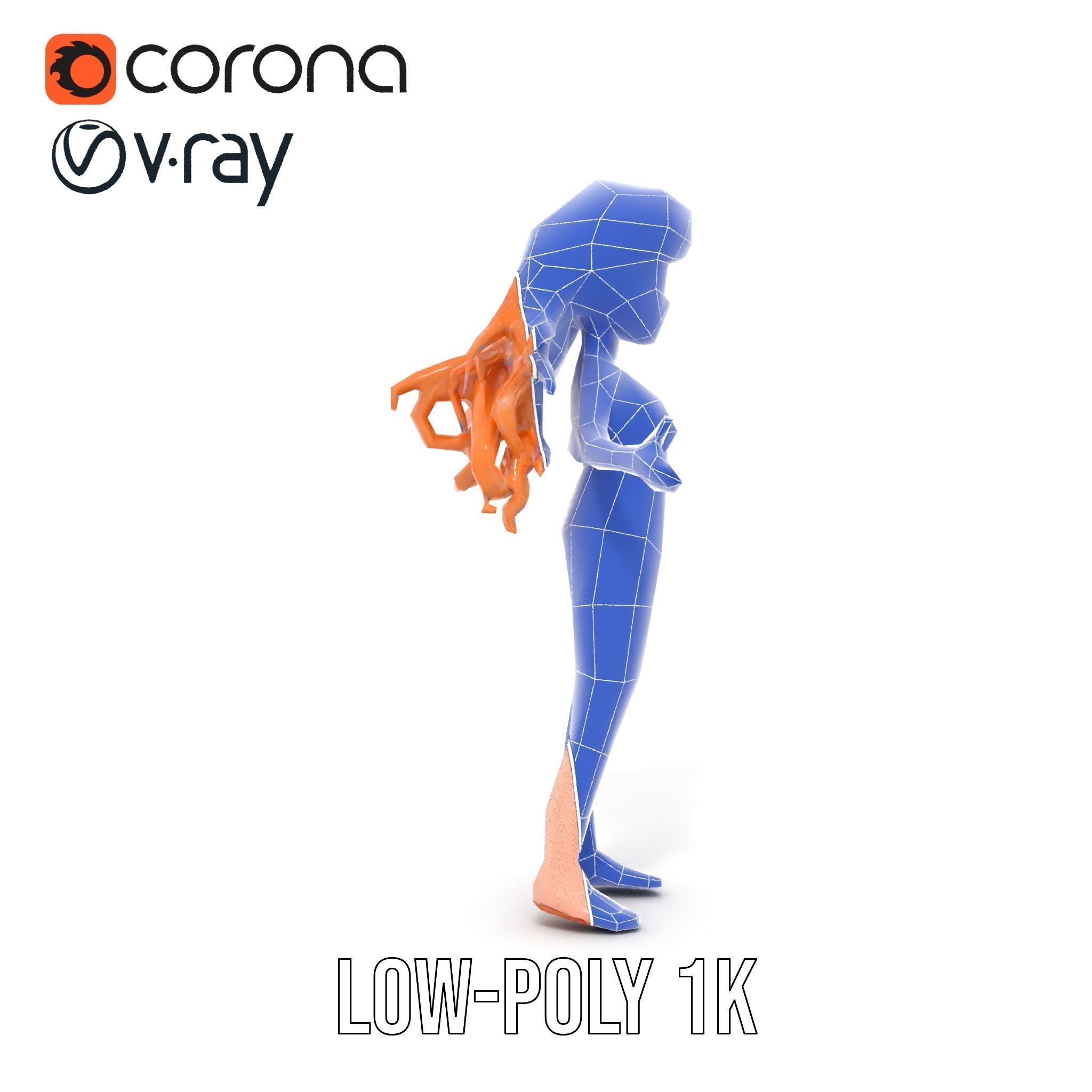 Animated Redhead Swimsuit Girl Rigged and Animated D Model Low-poly 3D model_31