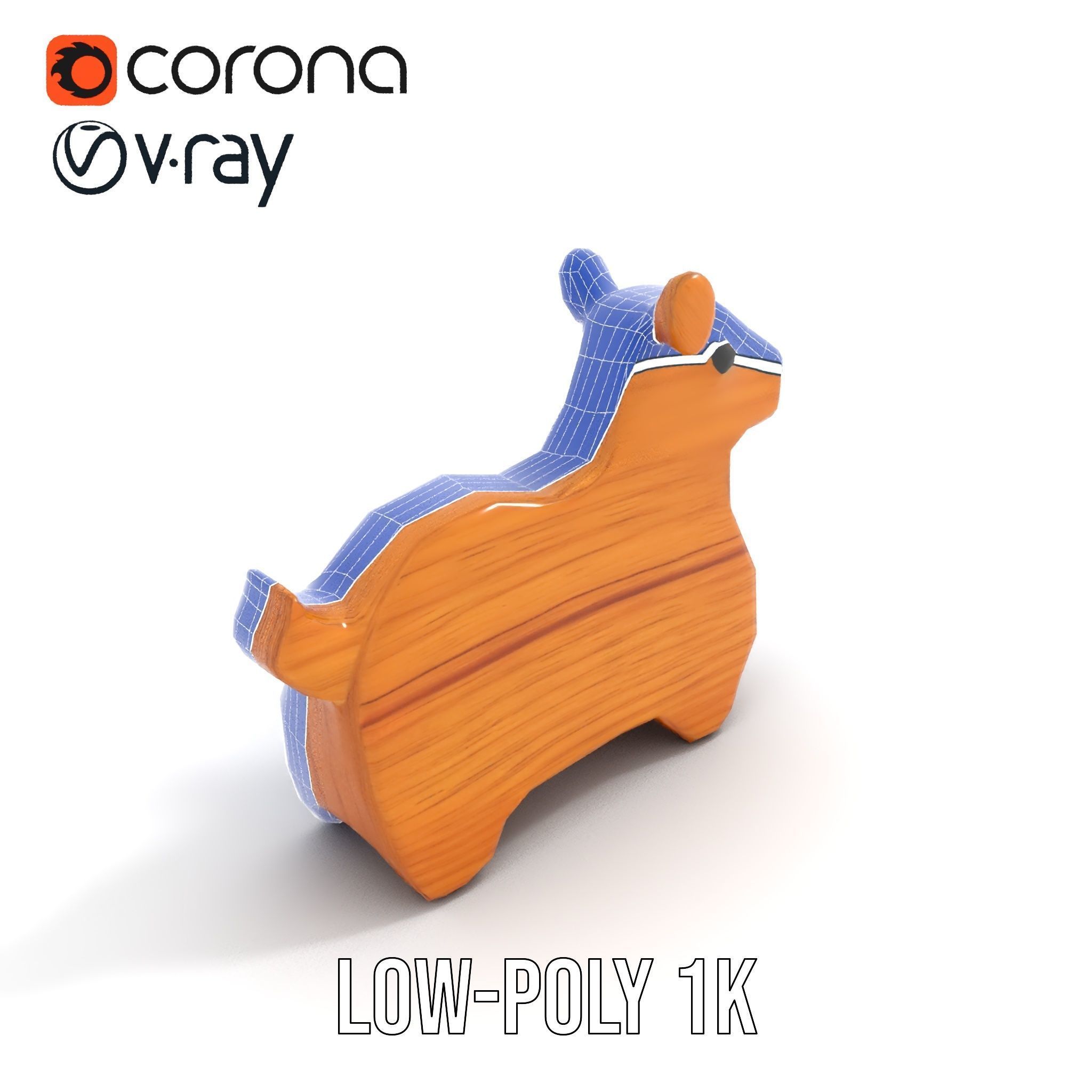 Wooden Animal Toy Model Pack Low-poly 3D model_14