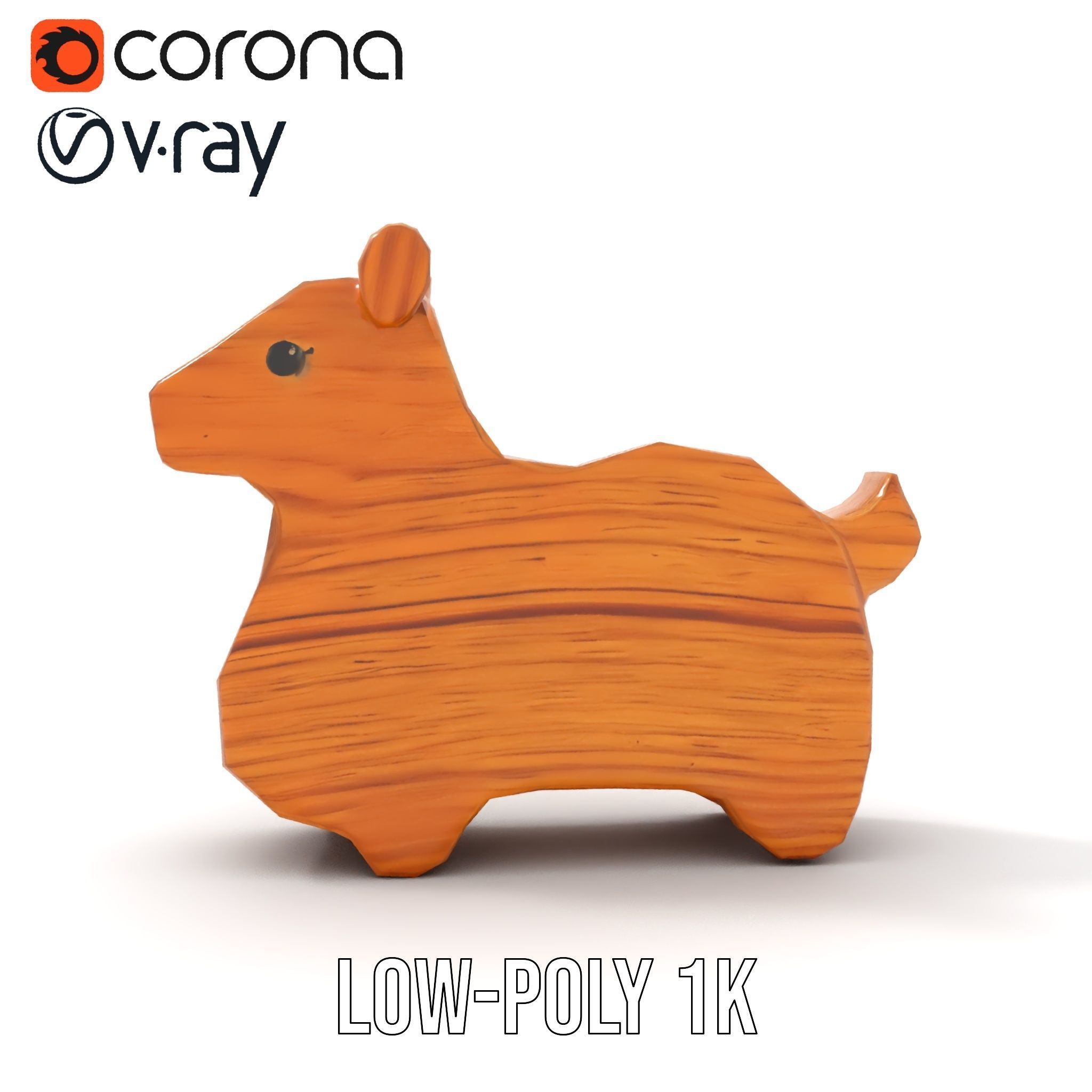 Wooden Animal Toy Model Pack Low-poly 3D model_17