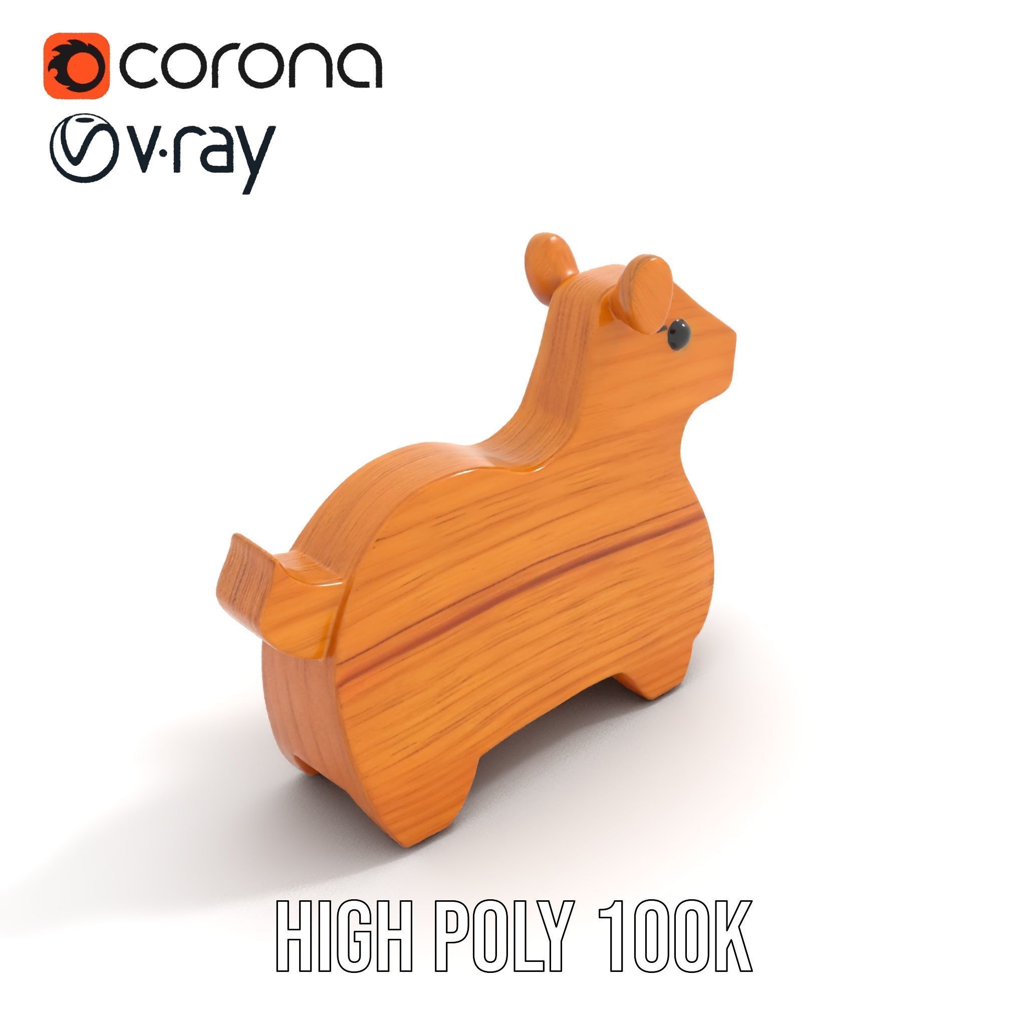 Wooden Animal Toy Model Pack Low-poly 3D model_18