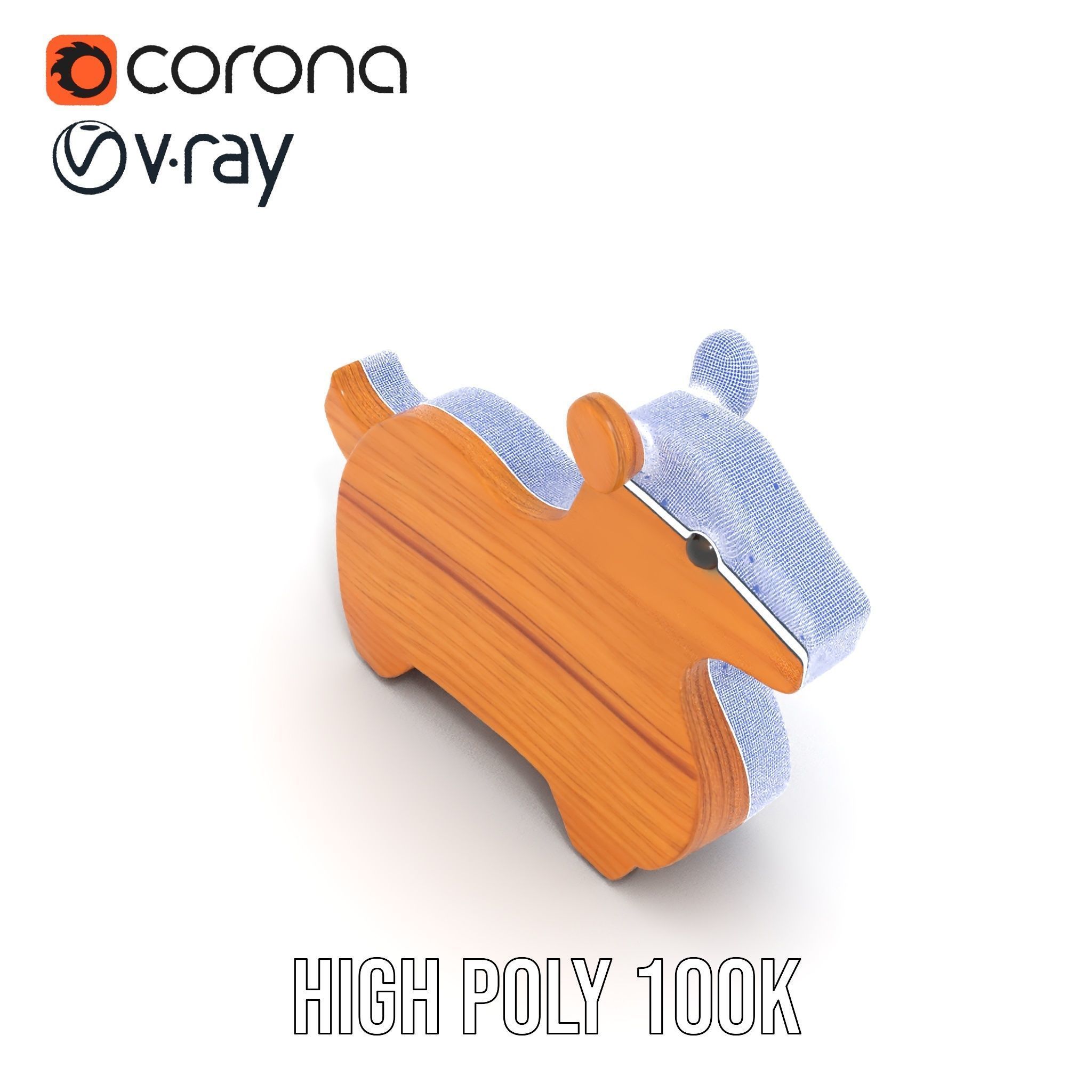 Wooden Animal Toy Model Pack Low-poly 3D model_33
