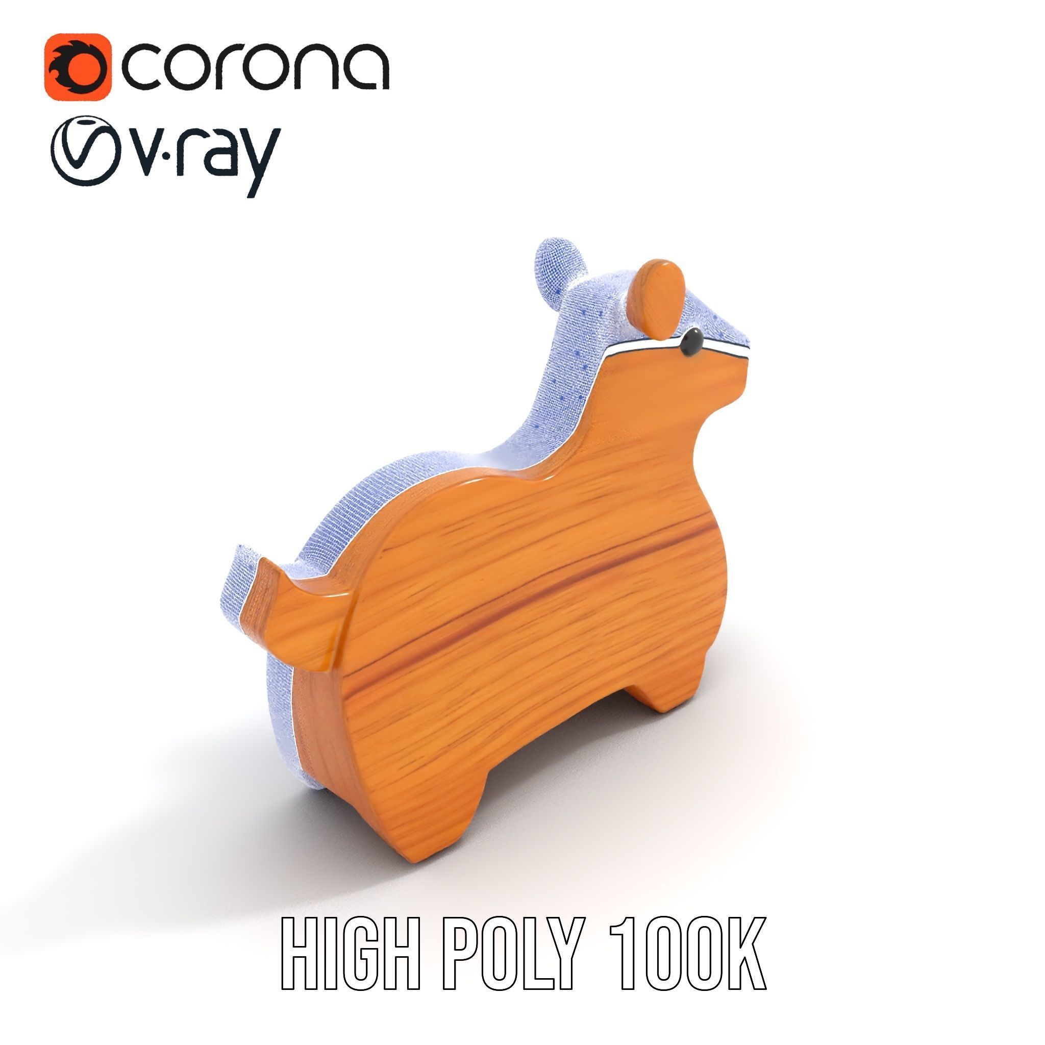Wooden Animal Toy Model Pack Low-poly 3D model_29
