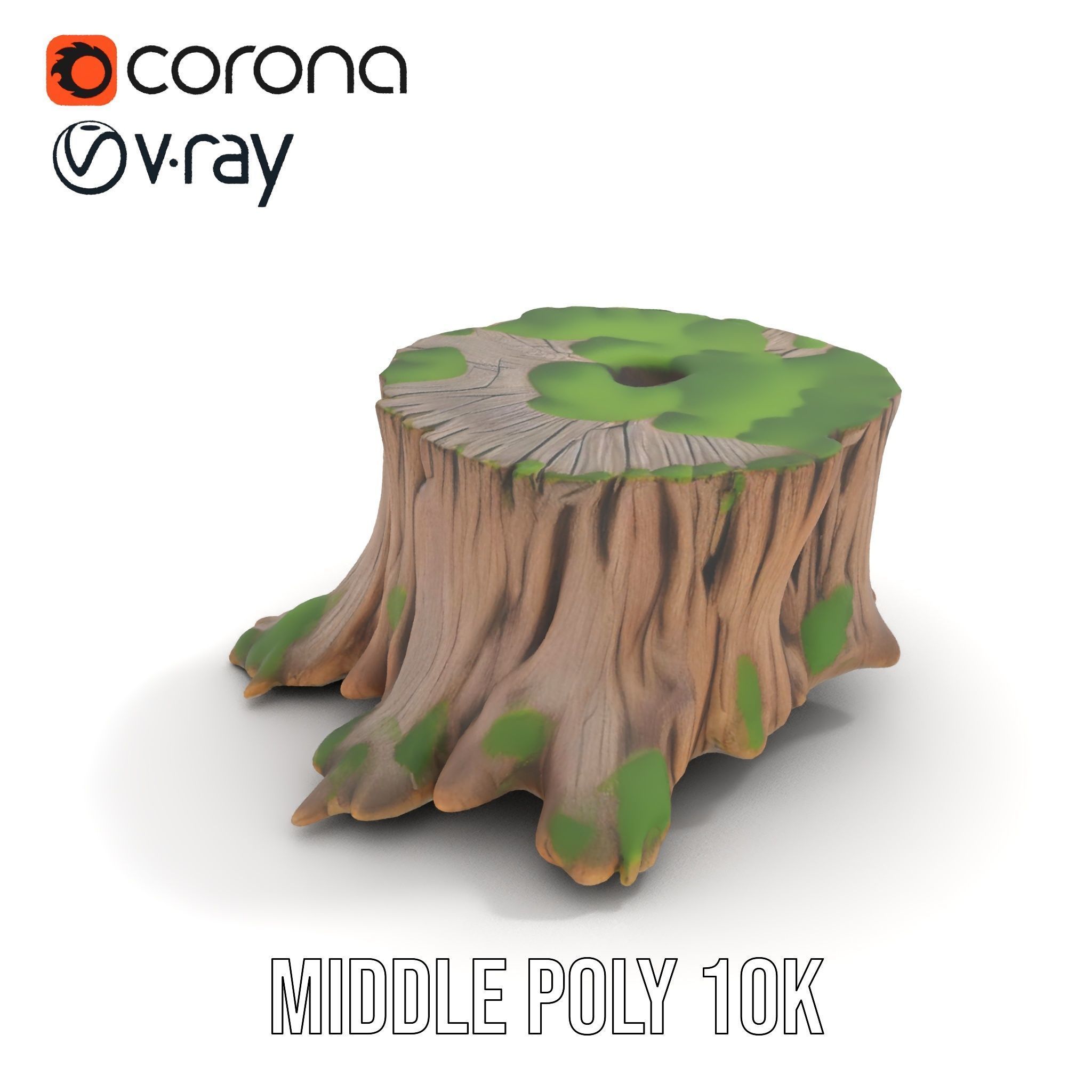 Mossy Tree Stump model pack Low-poly 3D model_5