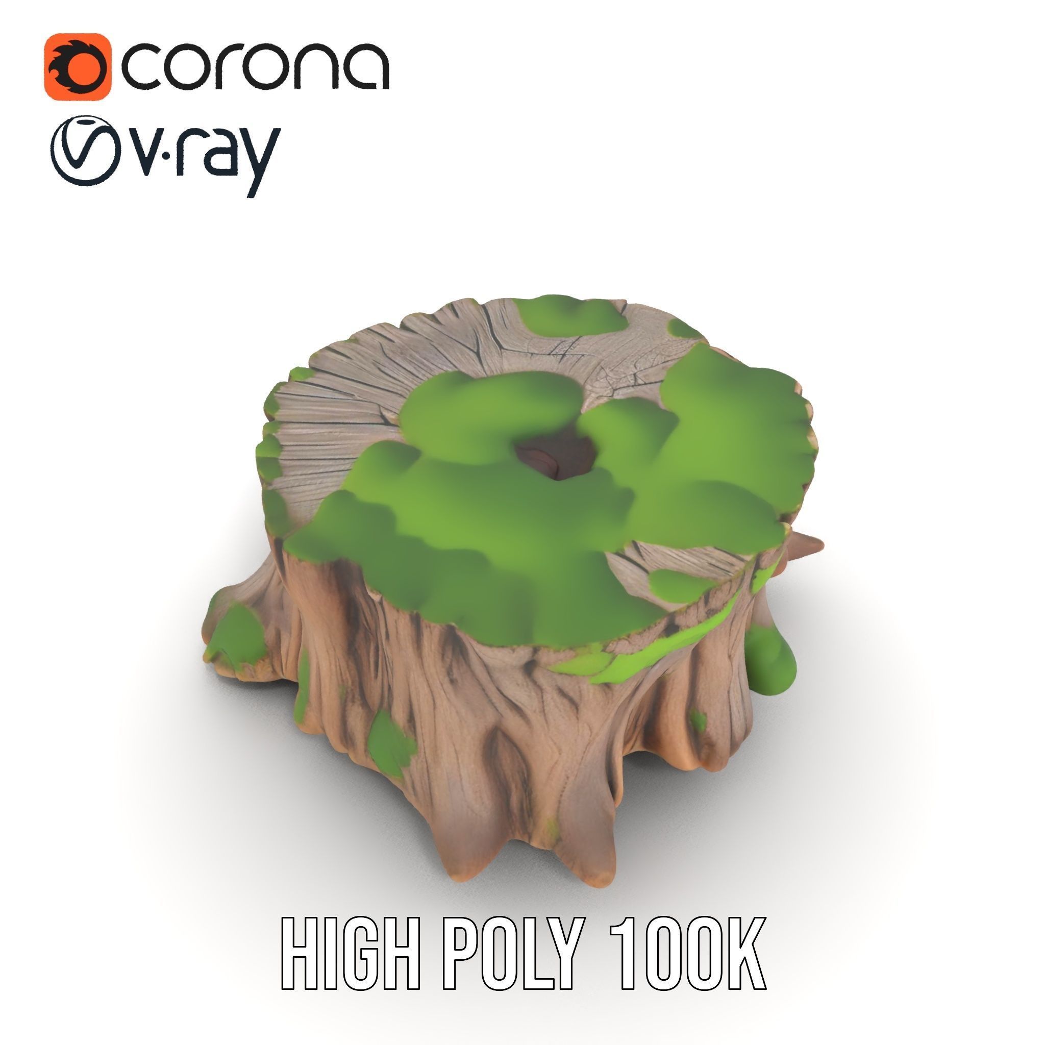 Mossy Tree Stump model pack Low-poly 3D model_28
