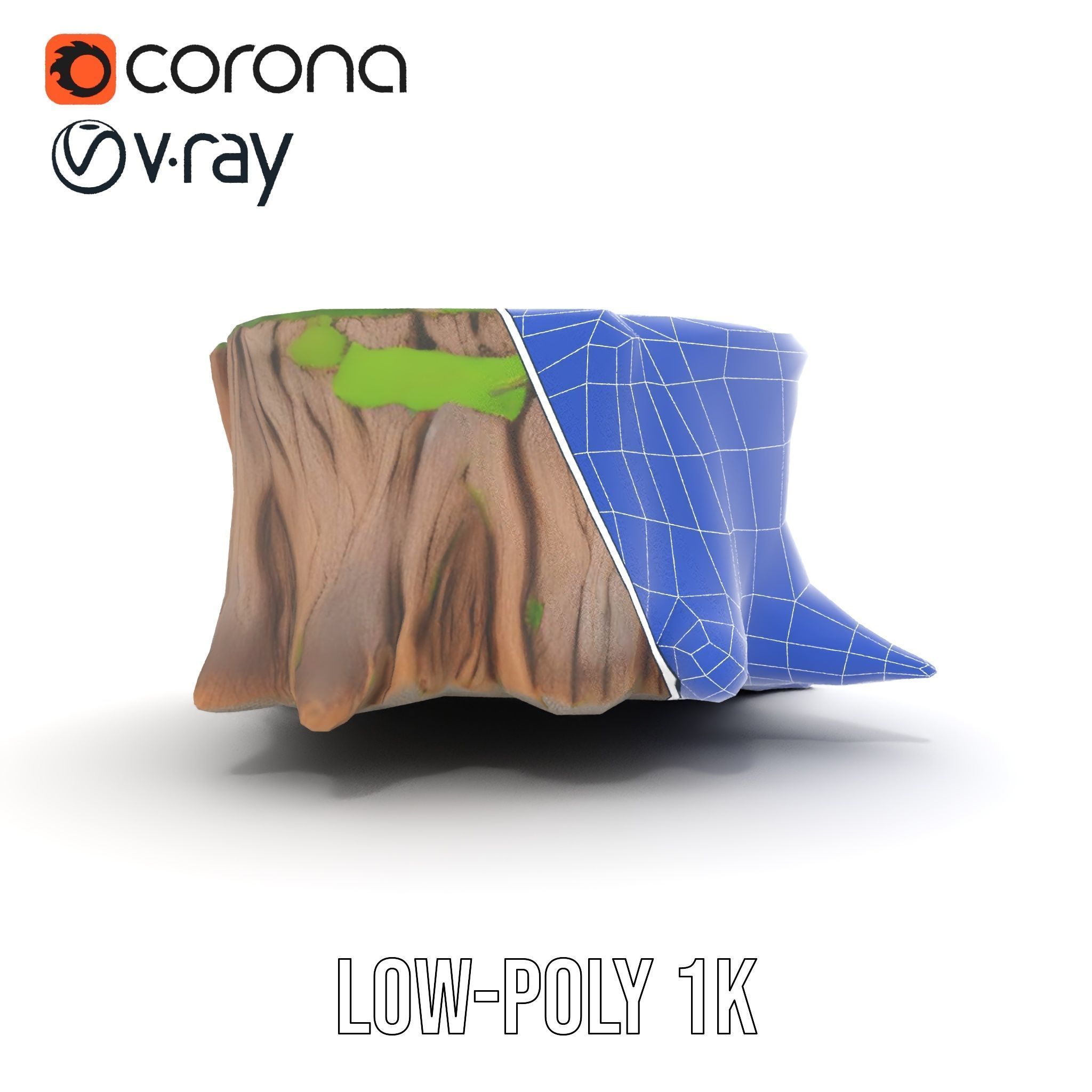 Mossy Tree Stump model pack Low-poly 3D model_27