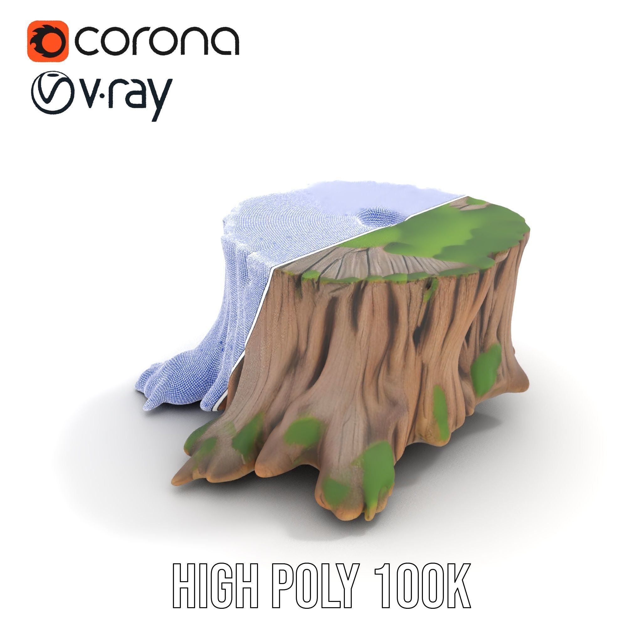 Mossy Tree Stump model pack Low-poly 3D model_32