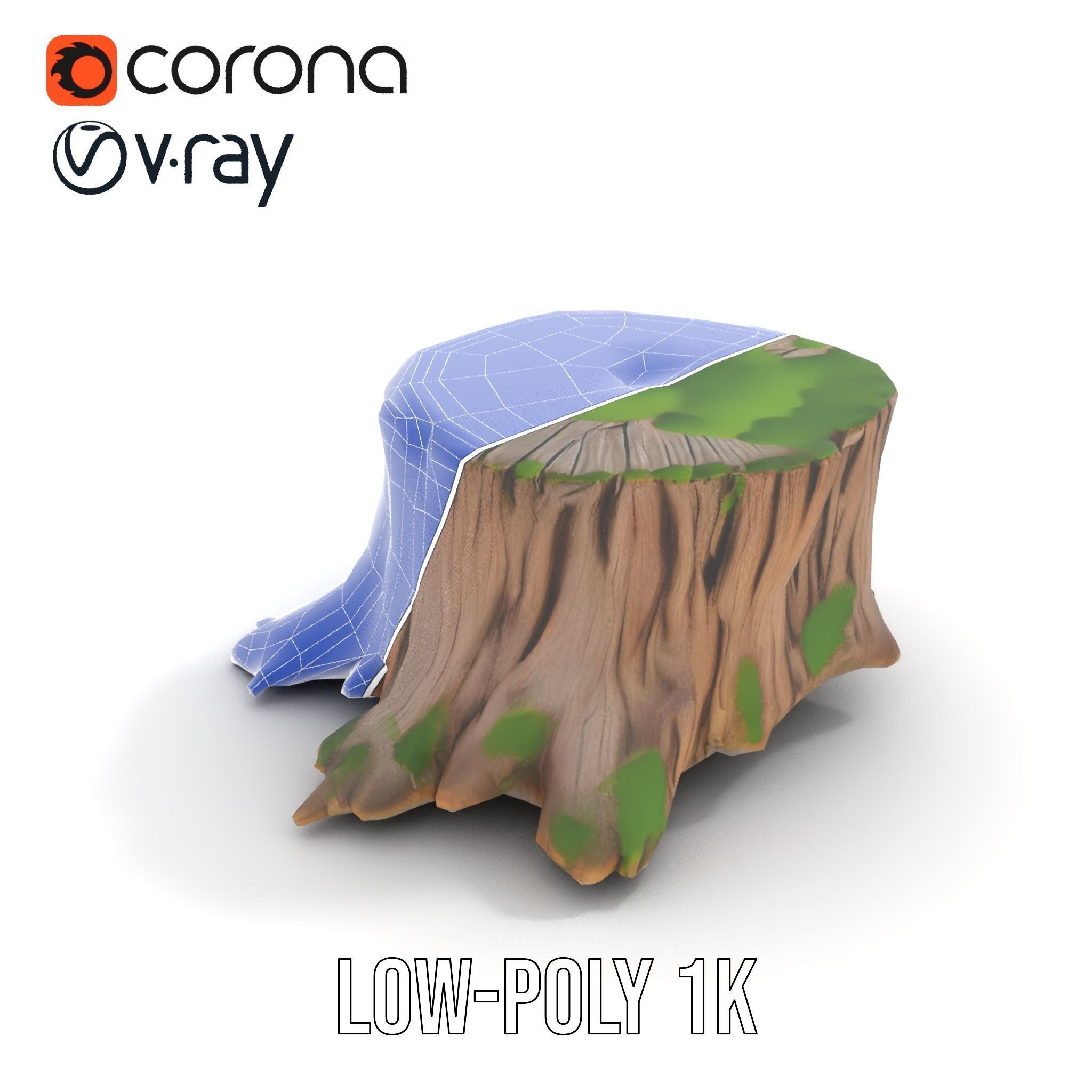 Mossy Tree Stump model pack Low-poly 3D model_21