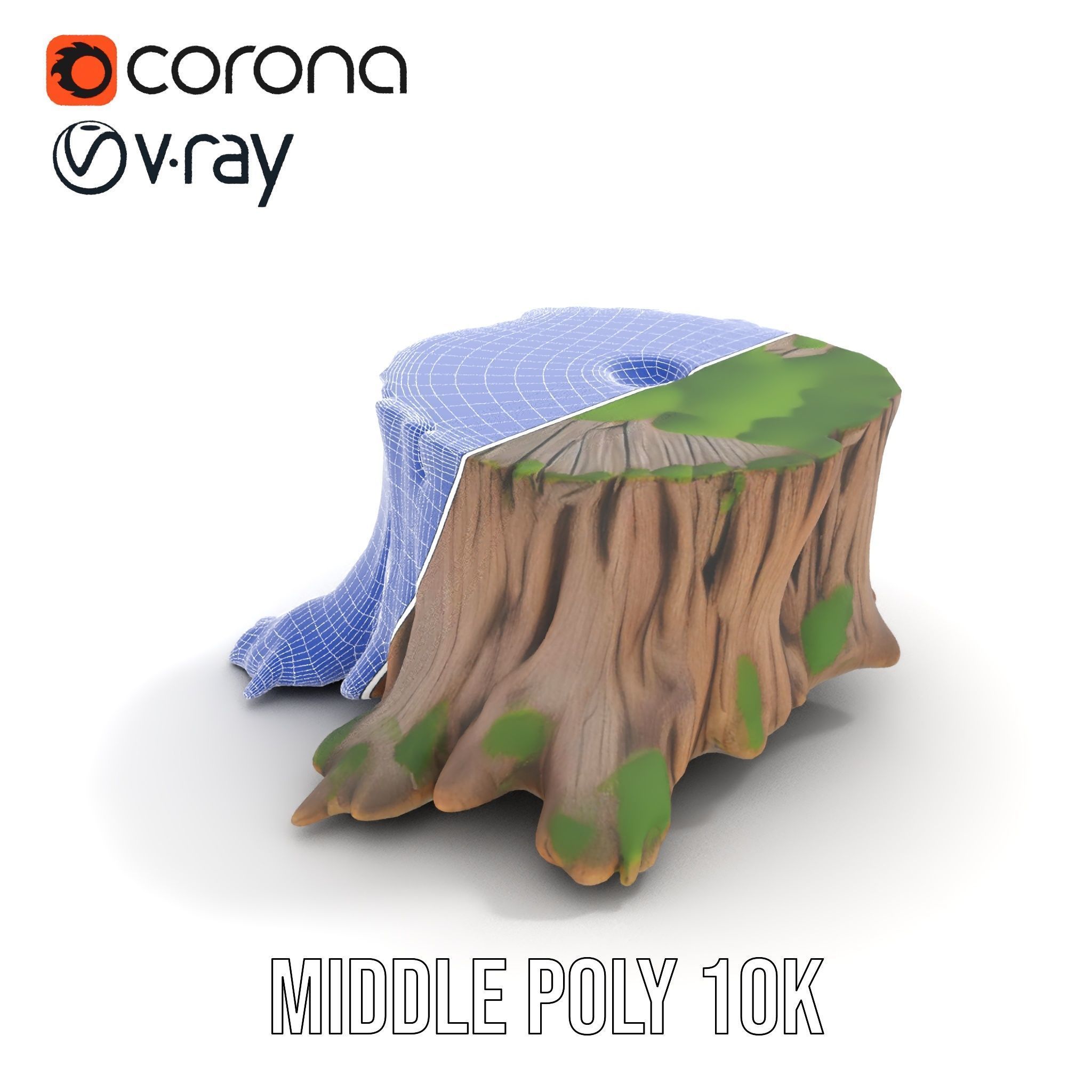 Mossy Tree Stump model pack Low-poly 3D model_29