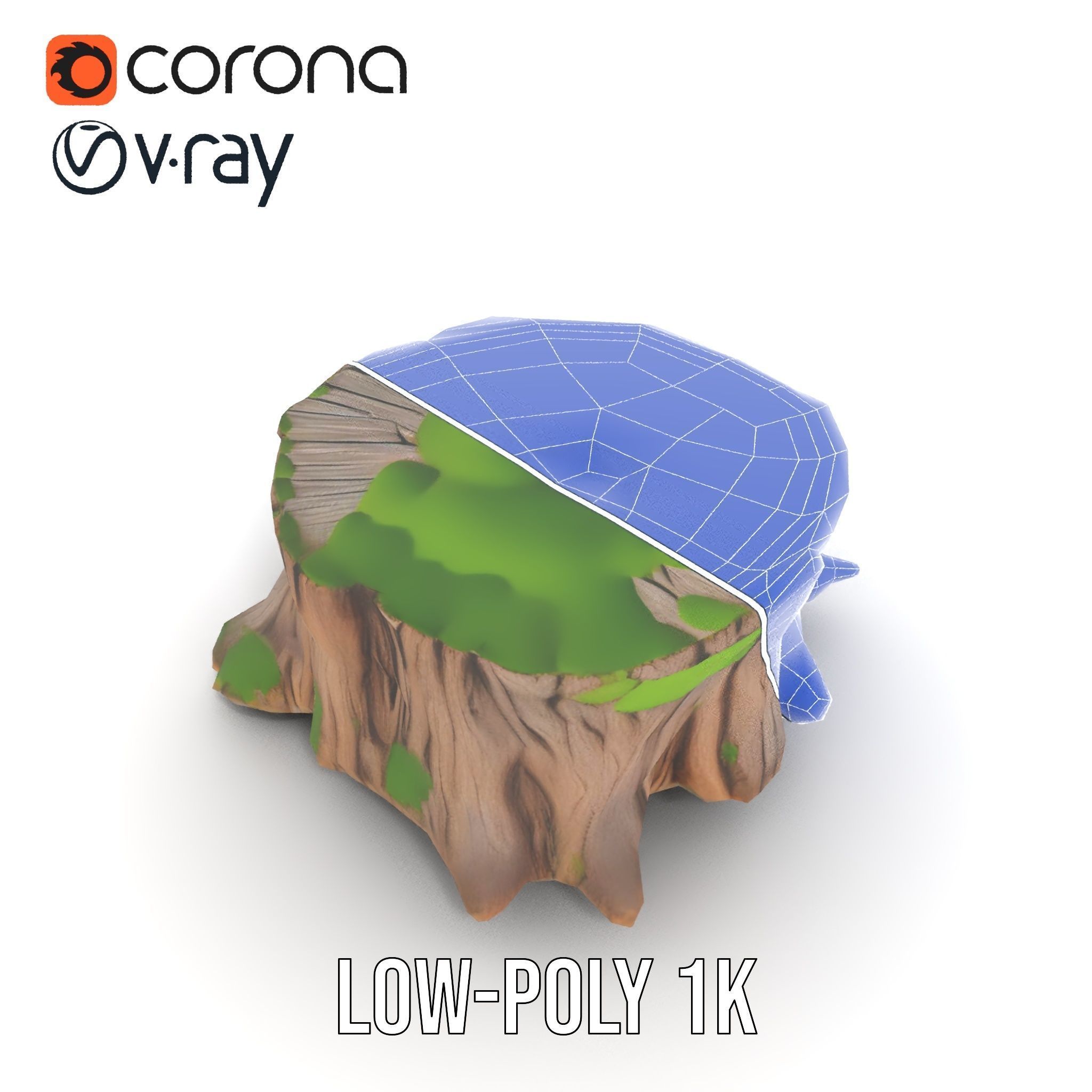 Mossy Tree Stump model pack Low-poly 3D model_30