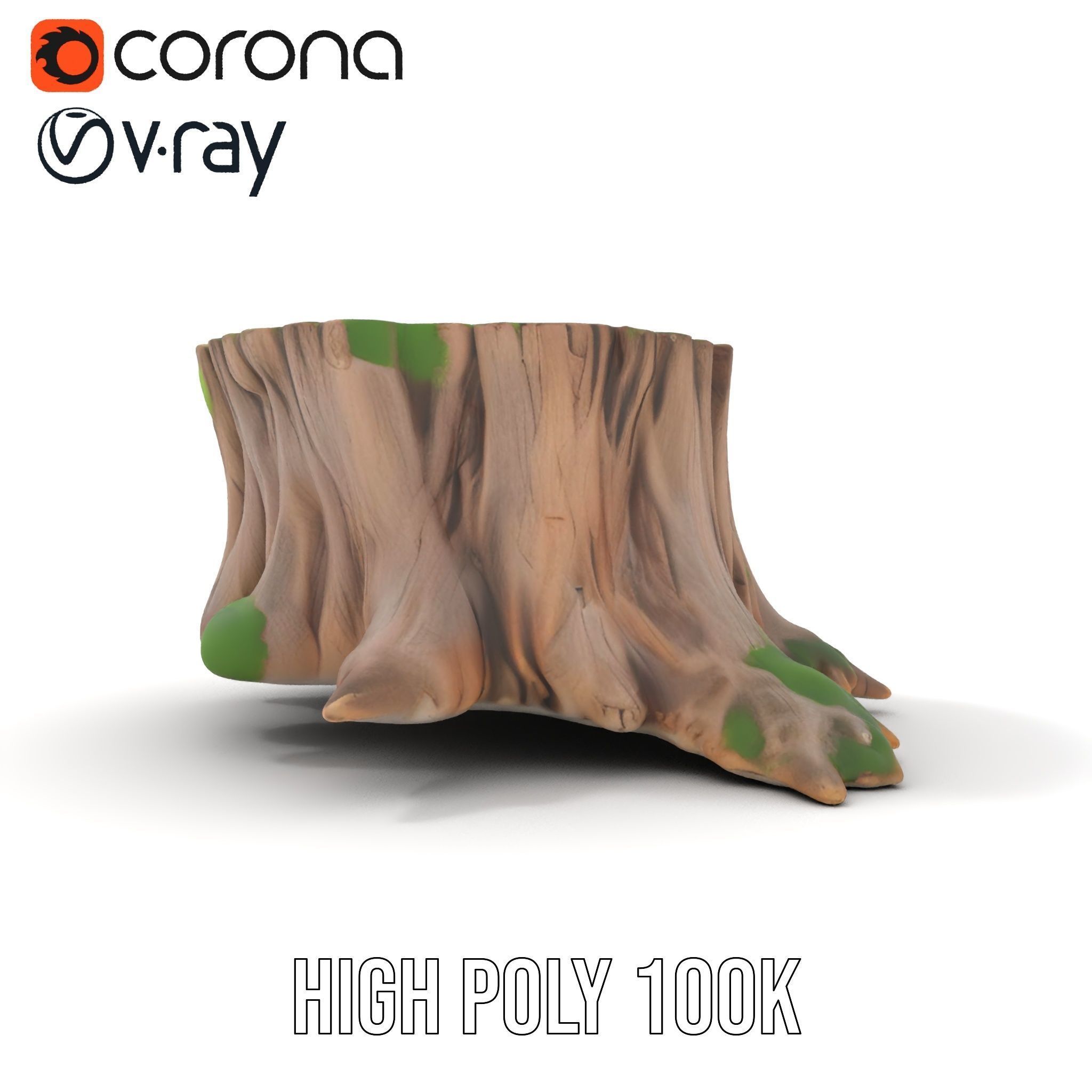 Mossy Tree Stump model pack Low-poly 3D model_22