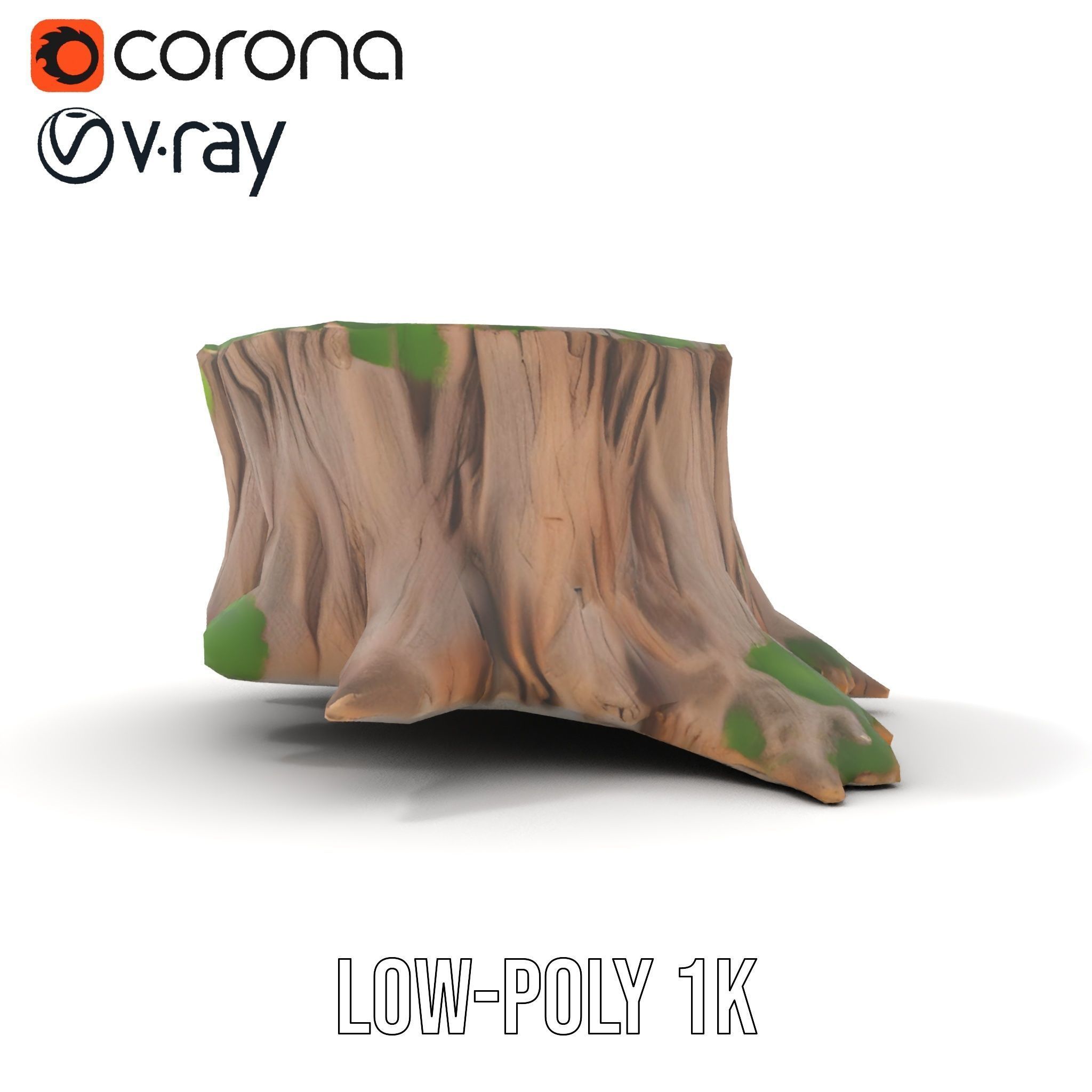 Mossy Tree Stump model pack Low-poly 3D model_7