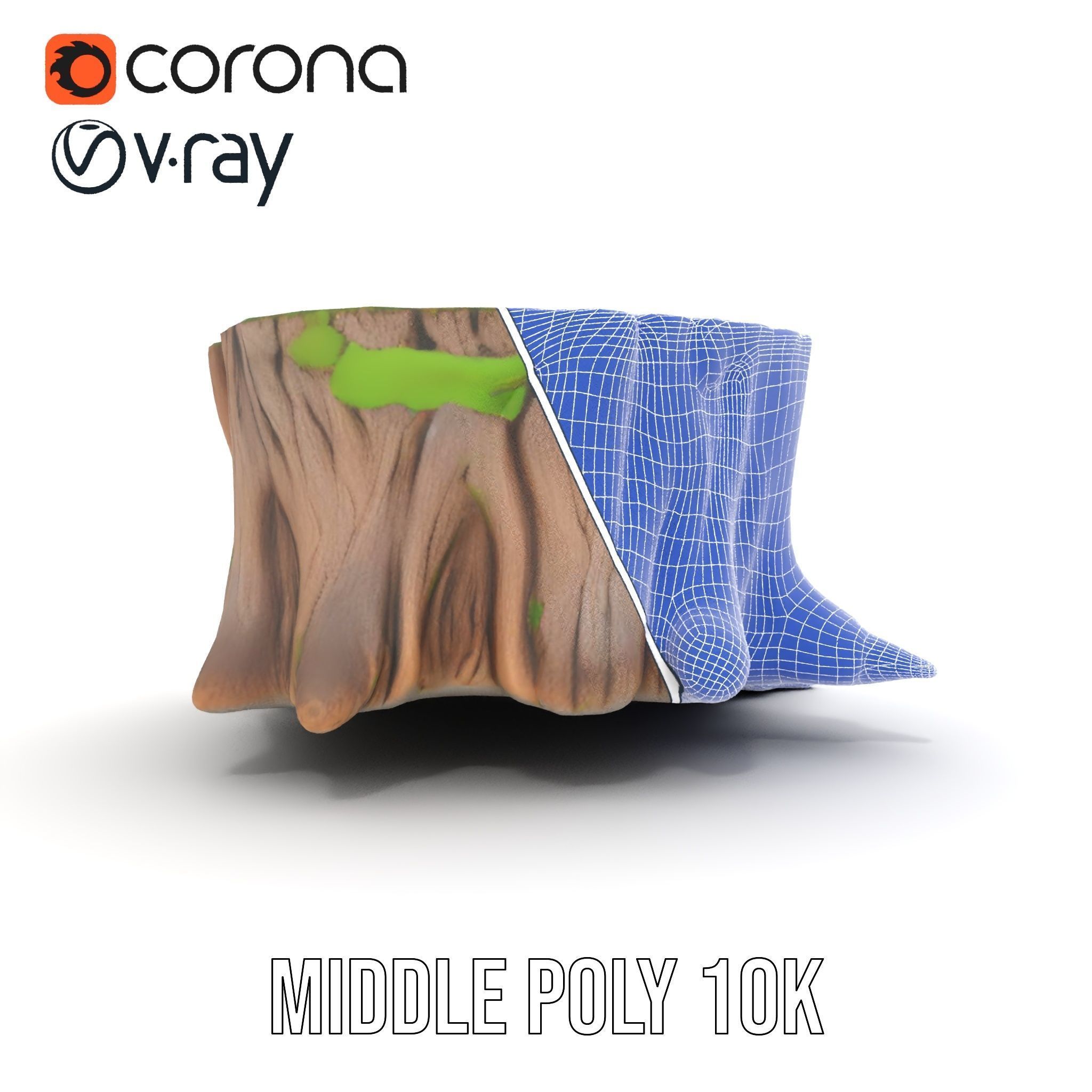 Mossy Tree Stump model pack Low-poly 3D model_20