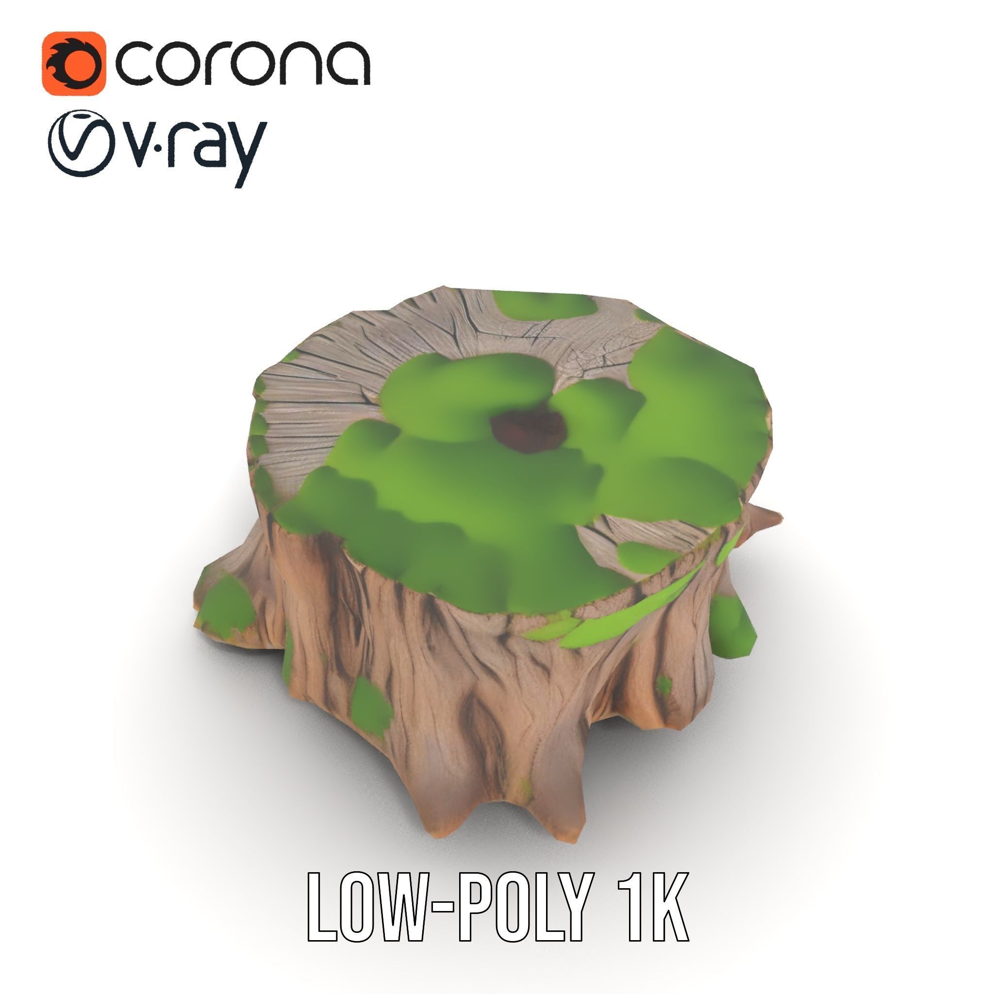 Mossy Tree Stump model pack Low-poly 3D model_12
