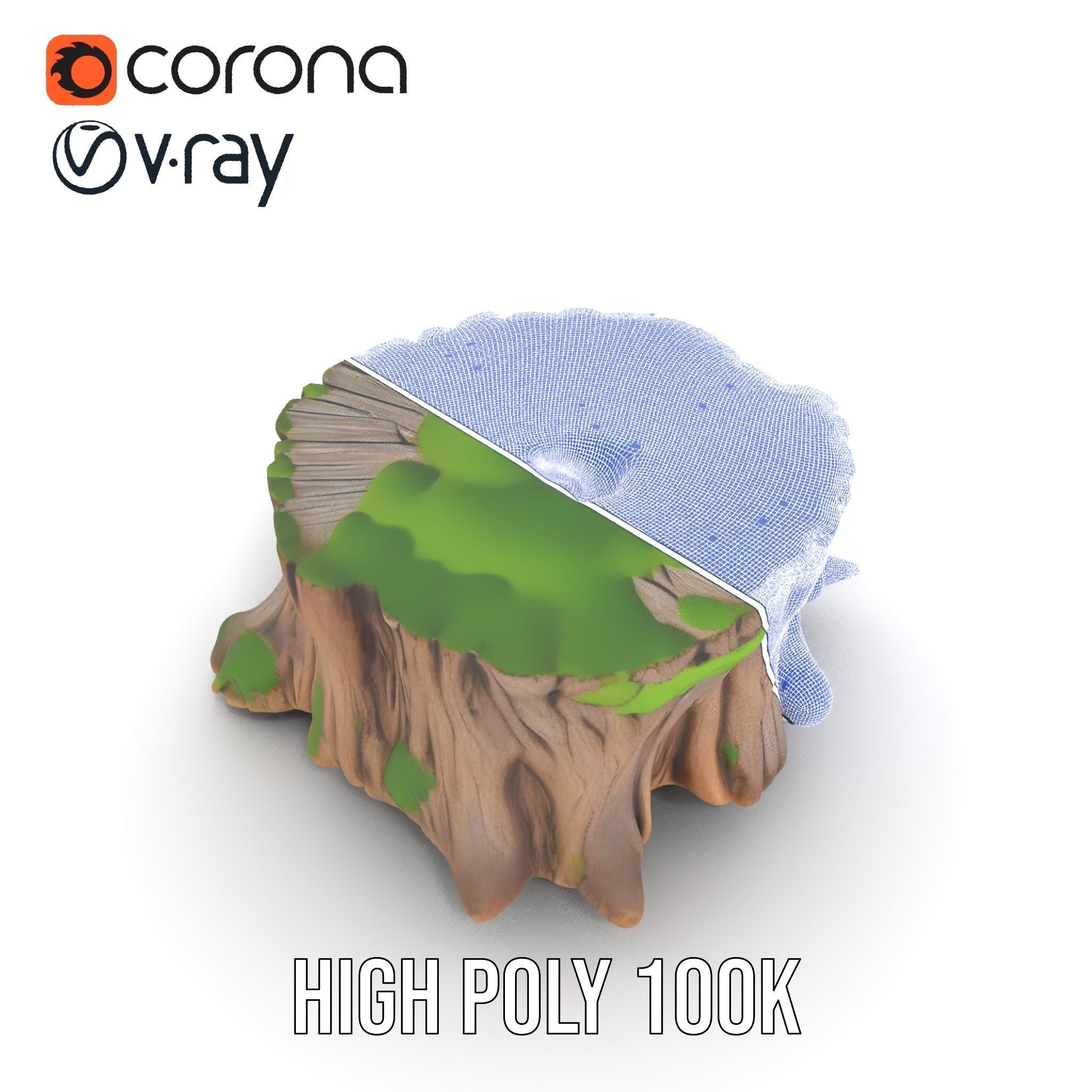 Mossy Tree Stump model pack Low-poly 3D model_31