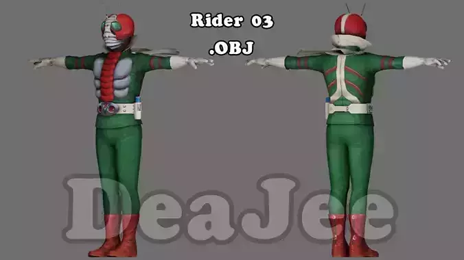 Masked rider 03 low poly Low-poly 3D model
