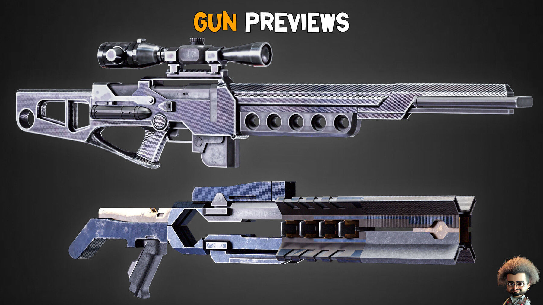 30 Professional Sci-Fi Gun and Textures Vol 14 Low-poly 3D model_9