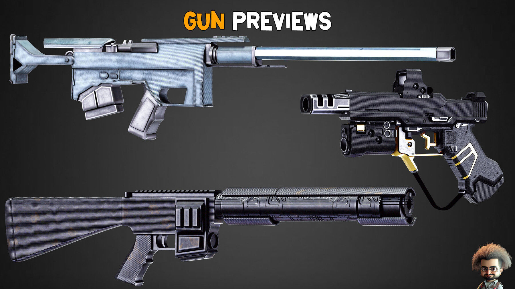 30 Professional Sci-Fi Gun and Textures Vol 14 Low-poly 3D model_11