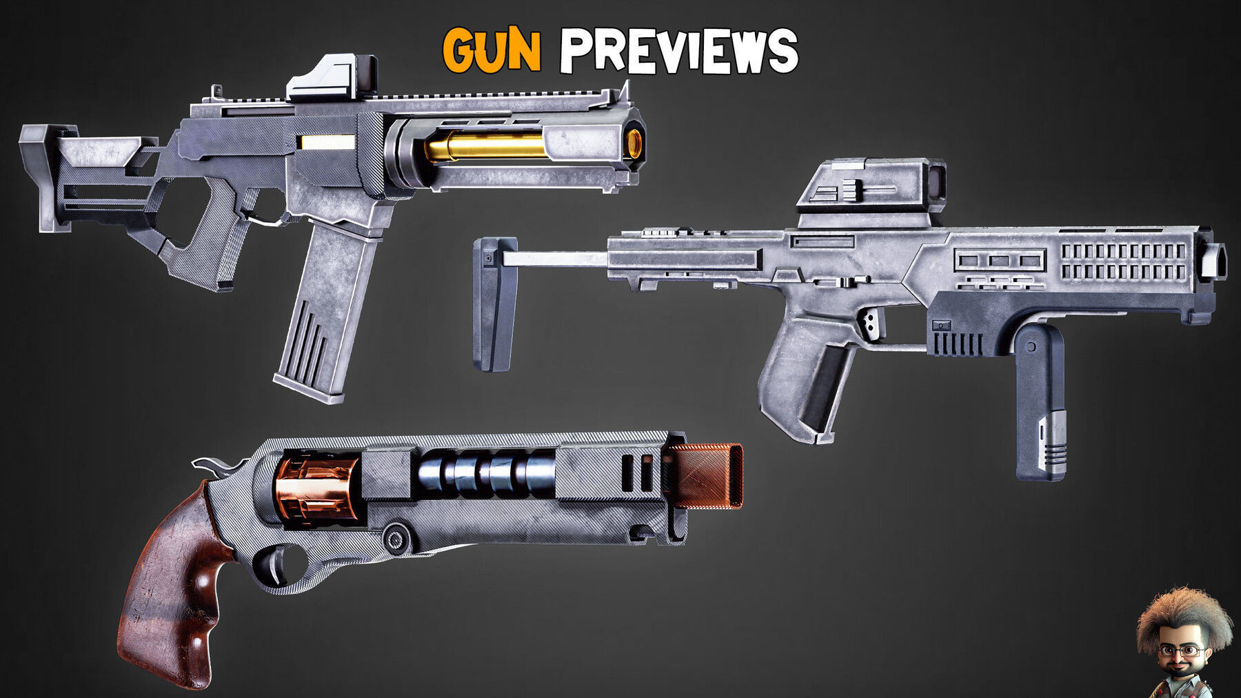30 Professional Sci-Fi Gun and Textures Vol 14 Low-poly 3D model_2