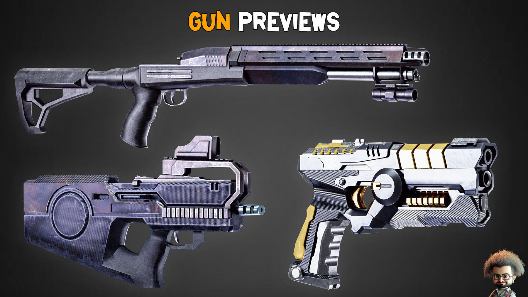 30 Professional Sci-Fi Gun and Textures Vol 14 Low-poly 3D model_5