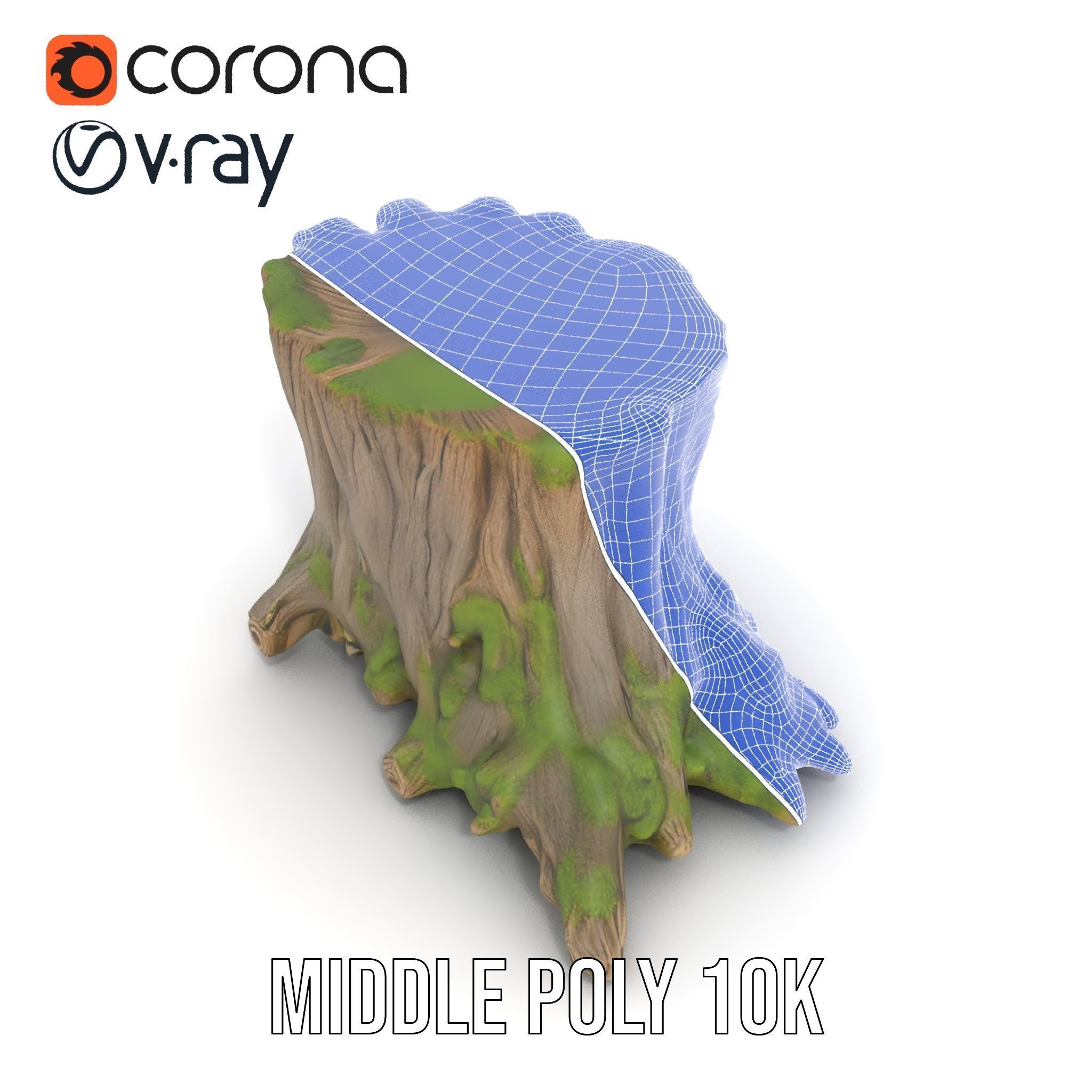 Tree Stump and Moss Model Pack for D Environments Low-poly 3D model_15