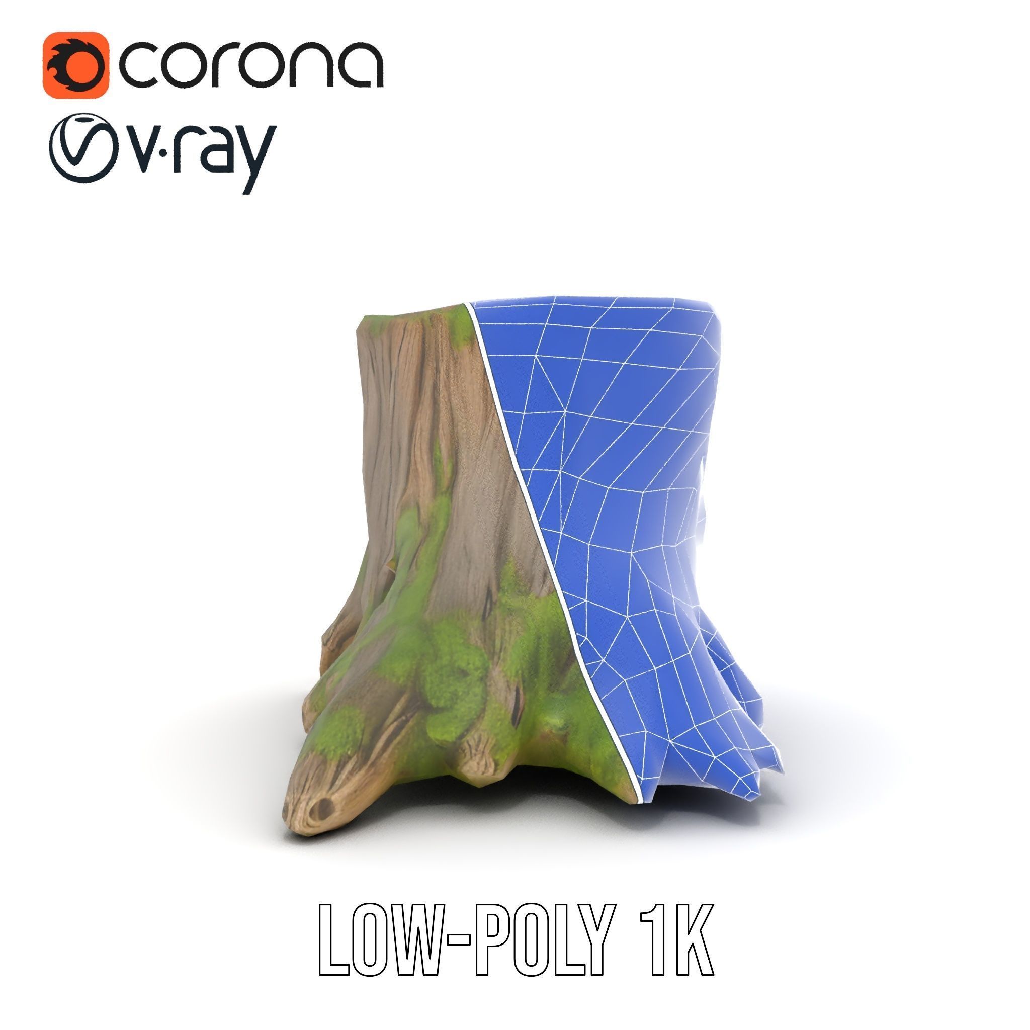 Tree Stump and Moss Model Pack for D Environments Low-poly 3D model_27