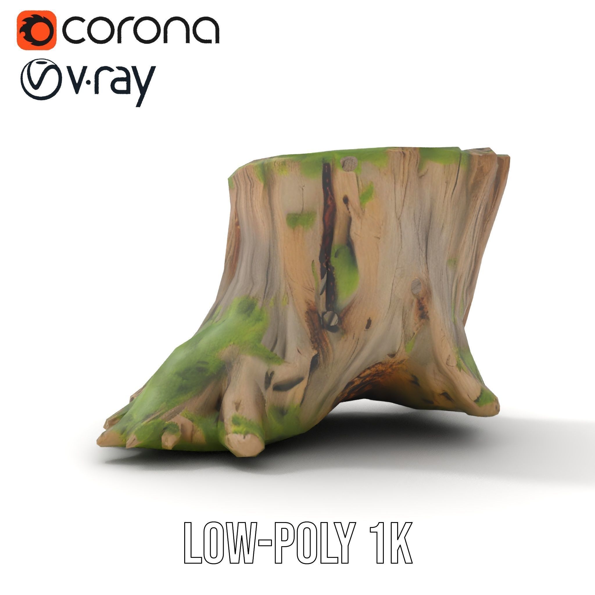 Tree Stump and Moss Model Pack for D Environments Low-poly 3D model_9