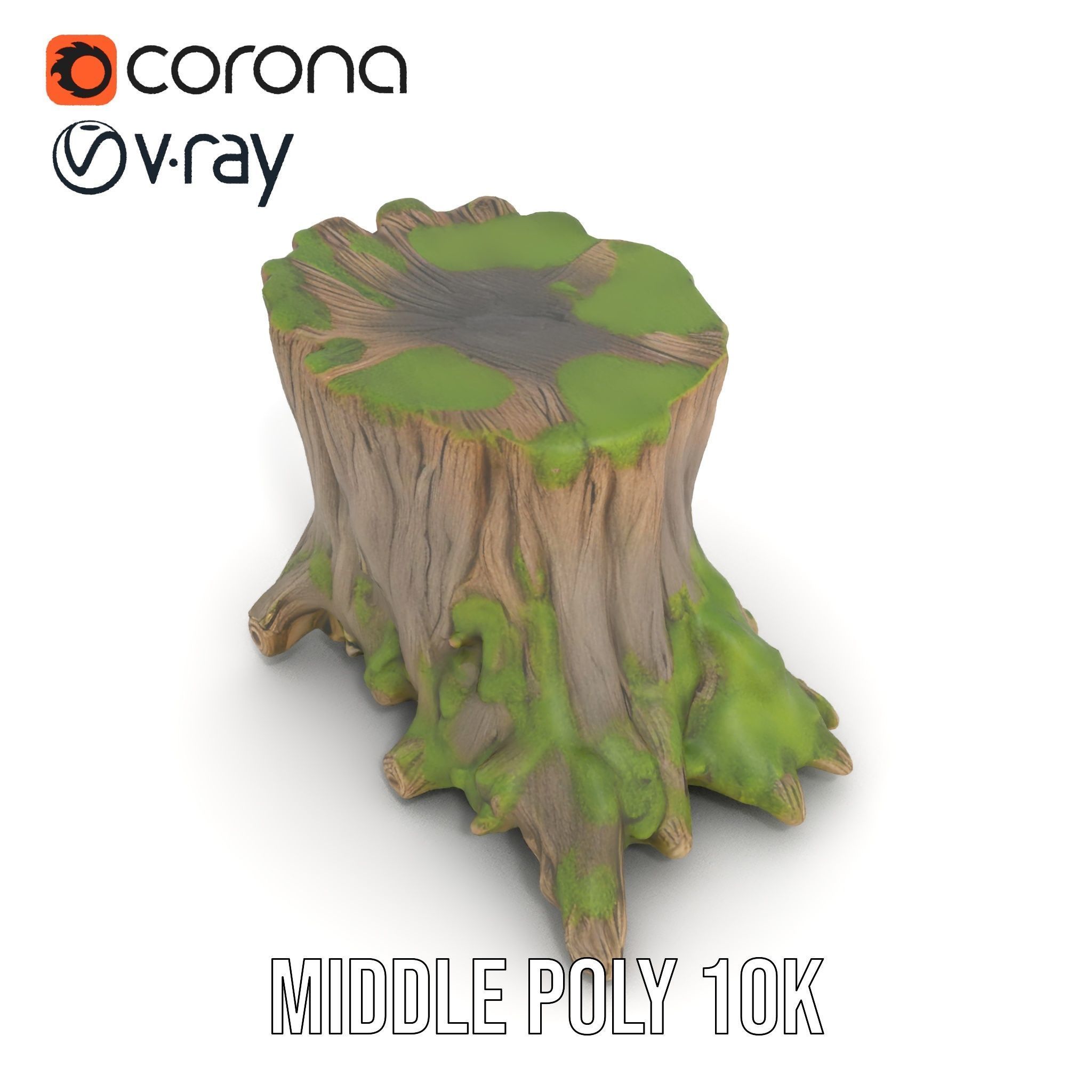 Tree Stump and Moss Model Pack for D Environments Low-poly 3D model_13