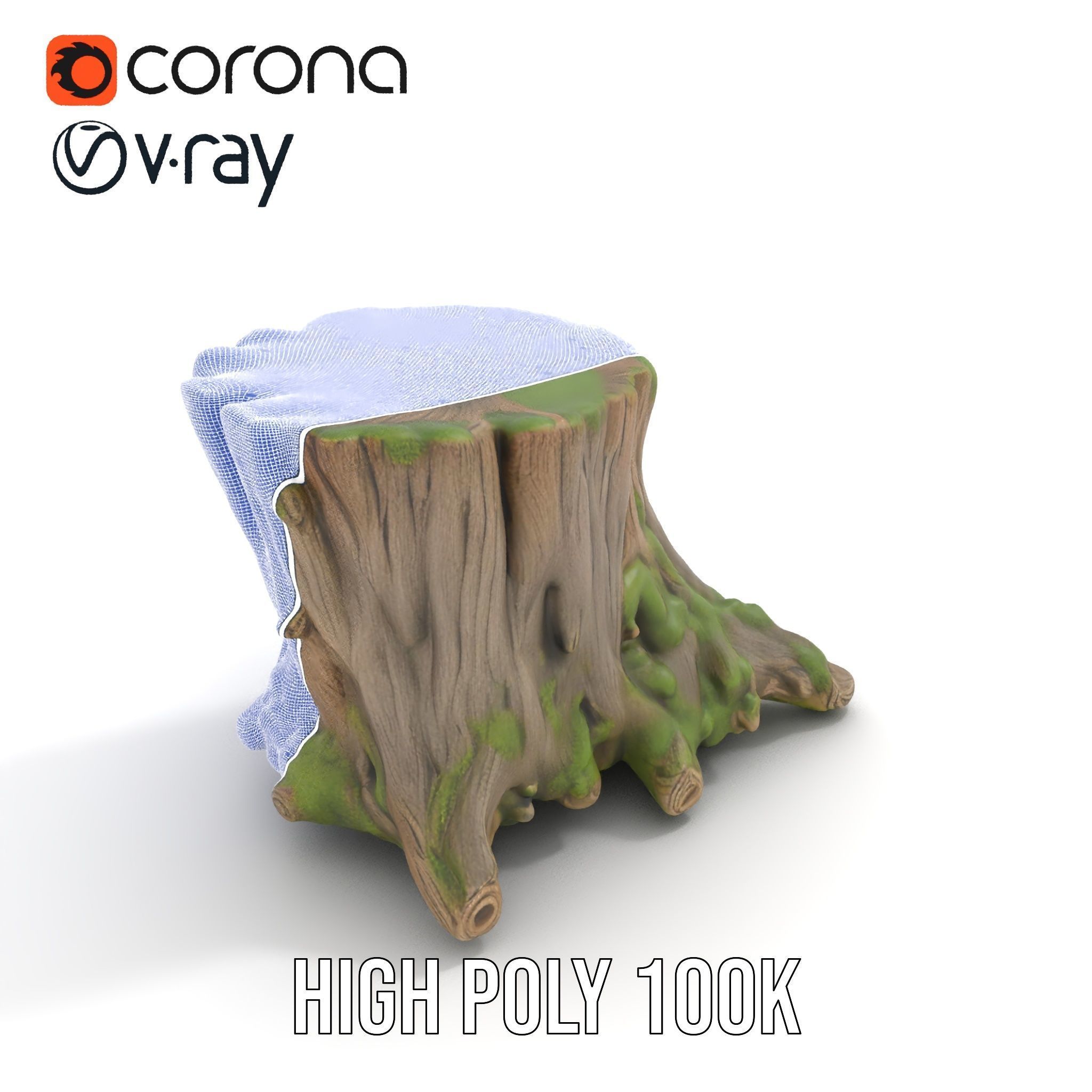 Tree Stump and Moss Model Pack for D Environments Low-poly 3D model_28