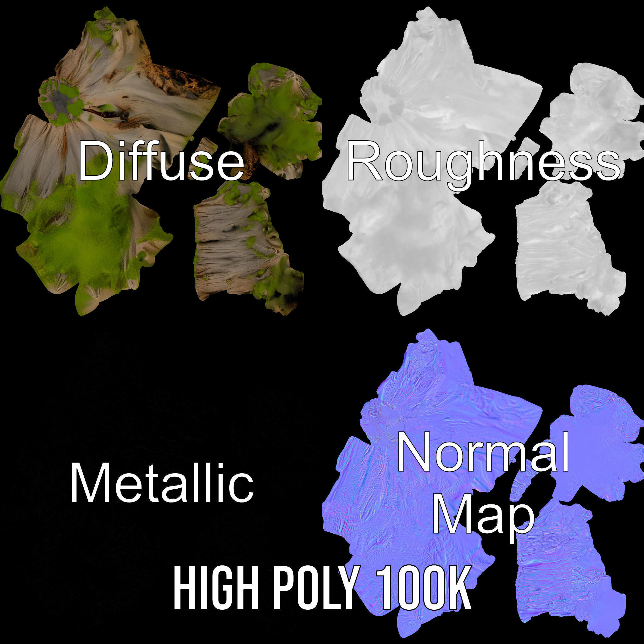 Tree Stump and Moss Model Pack for D Environments Low-poly 3D model_3
