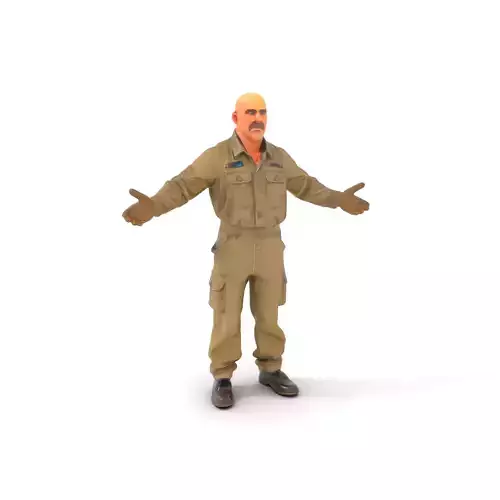 Bald Maintenance Worker D Model Rigged and Animated Low-poly 3D model
