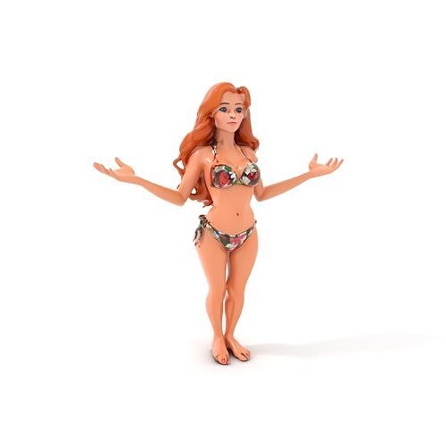 Beachwear Female Model D Rigged and Animated Low-poly 3D model