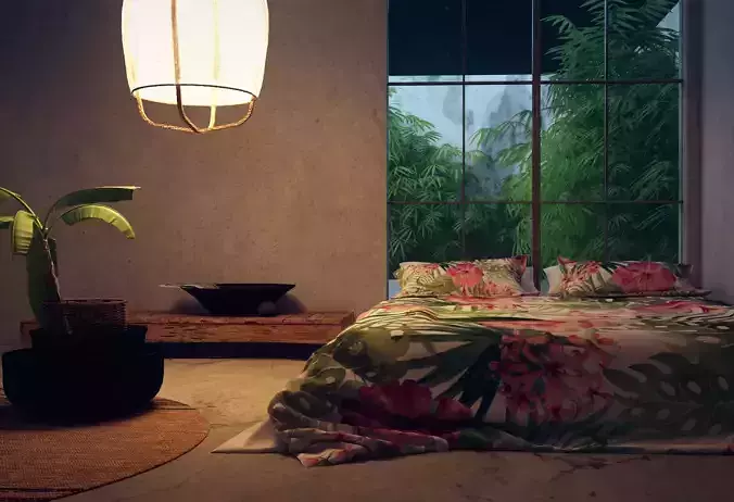  Bedroom Interior Day and Night scene