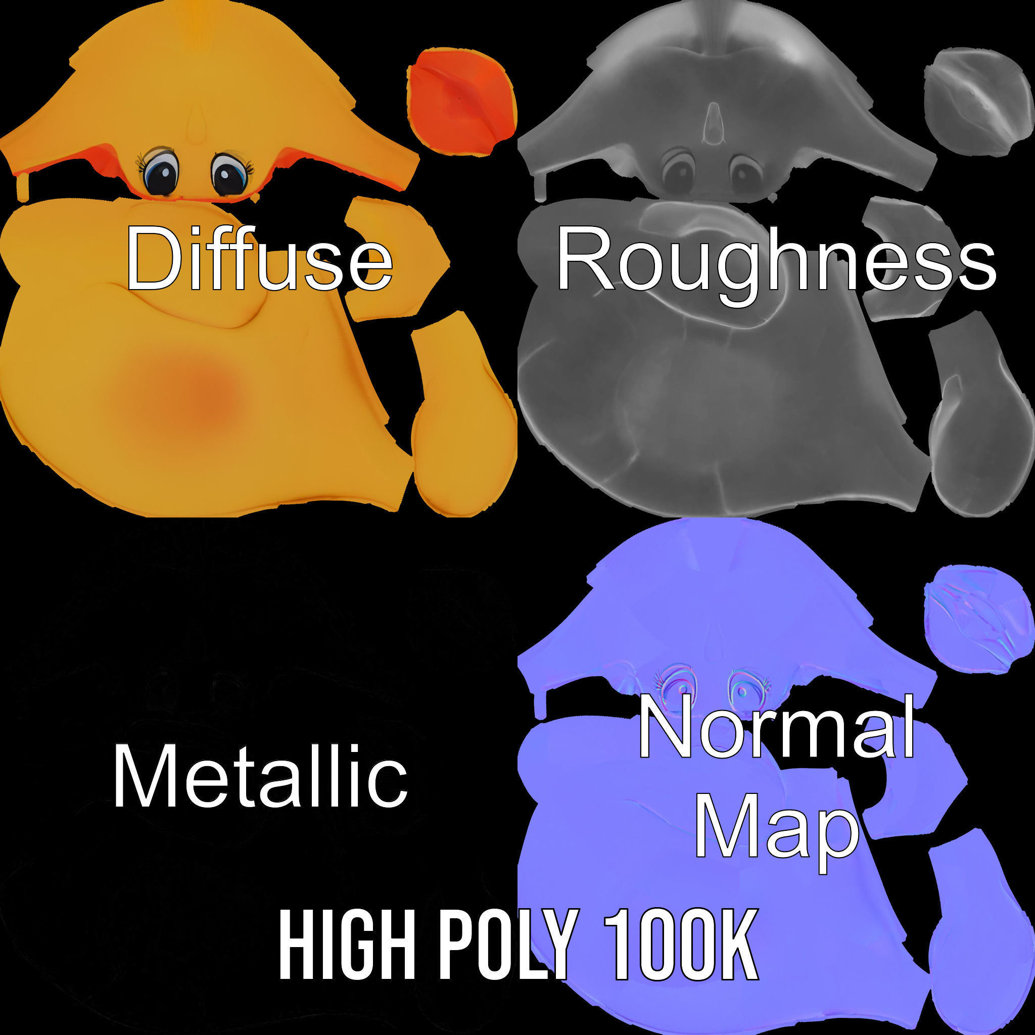 Yellow Rubber Duck D model pack Low-poly 3D model_3