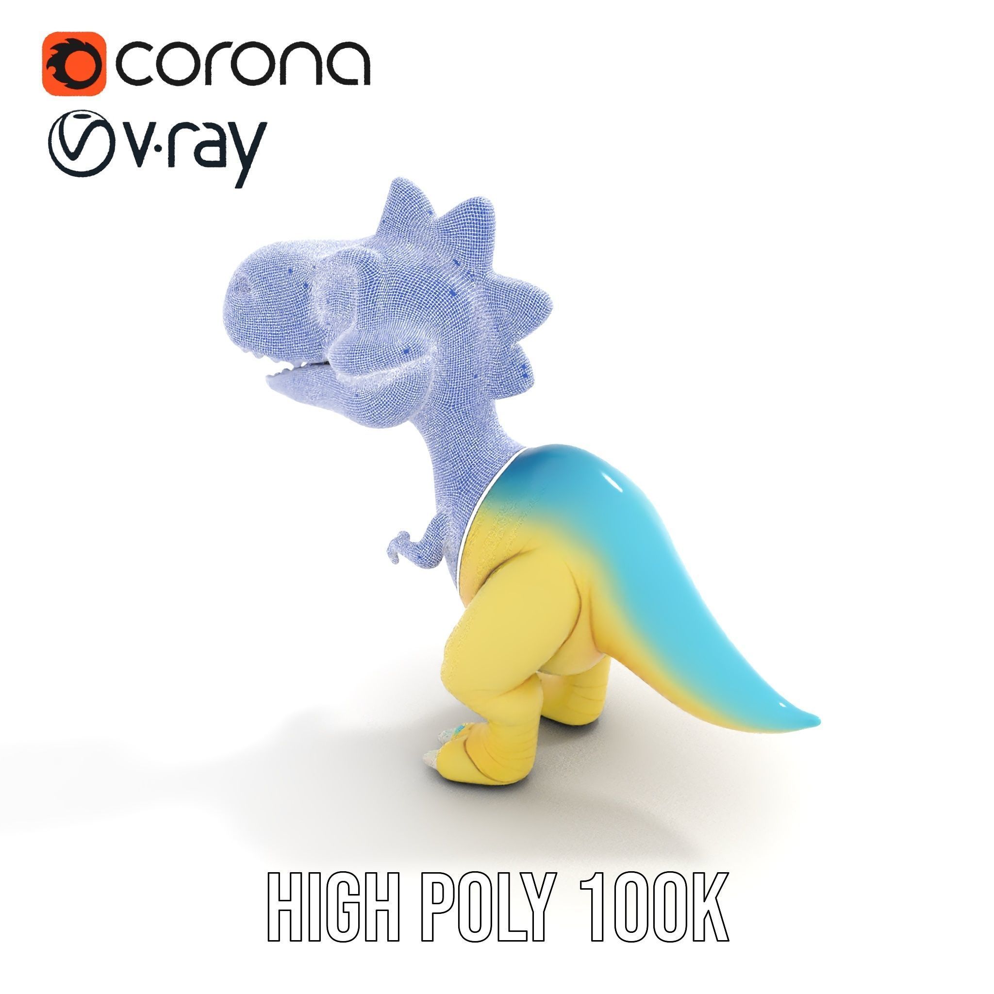 Cute Cartoon Dinosaur D Model Pack Low-poly 3D model_29