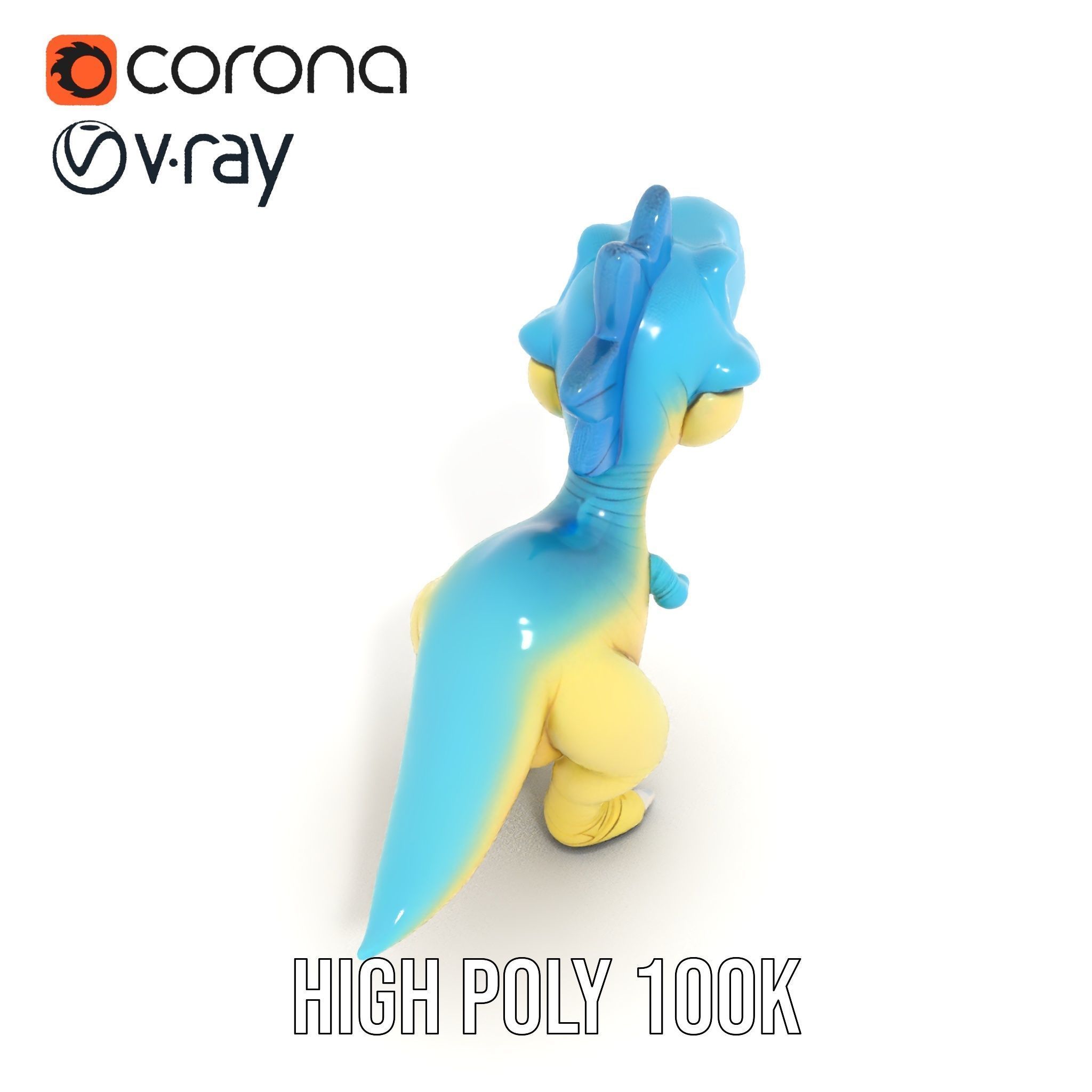 Cute Cartoon Dinosaur D Model Pack Low-poly 3D model_15